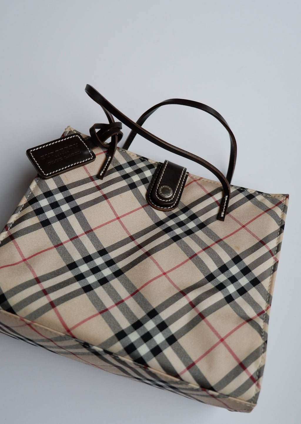 Fourre-tout micro Burberry Vintage Check authentique d'occasion avec poignée supérieure