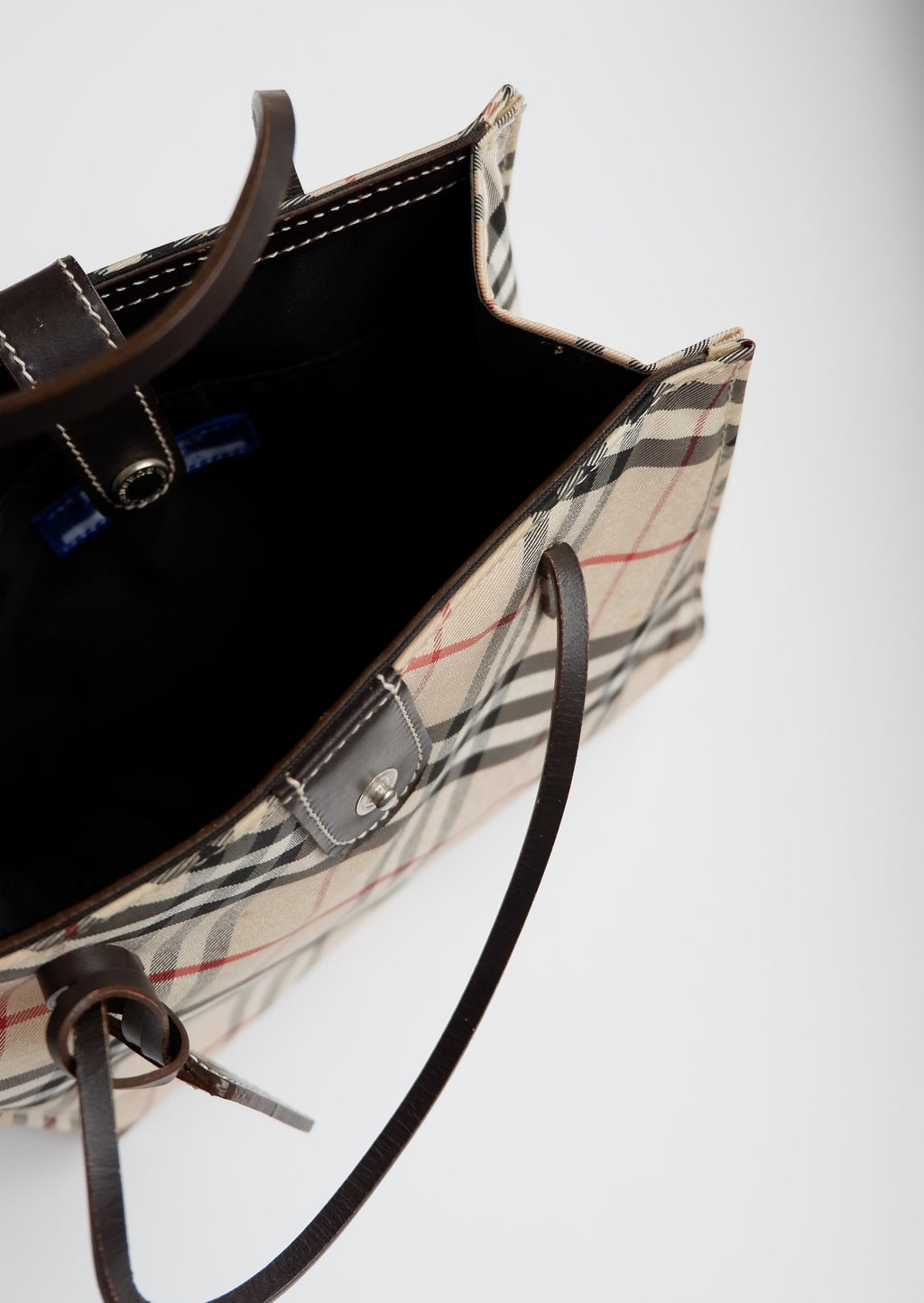 Fourre-tout micro Burberry Vintage Check authentique d'occasion avec poignée supérieure