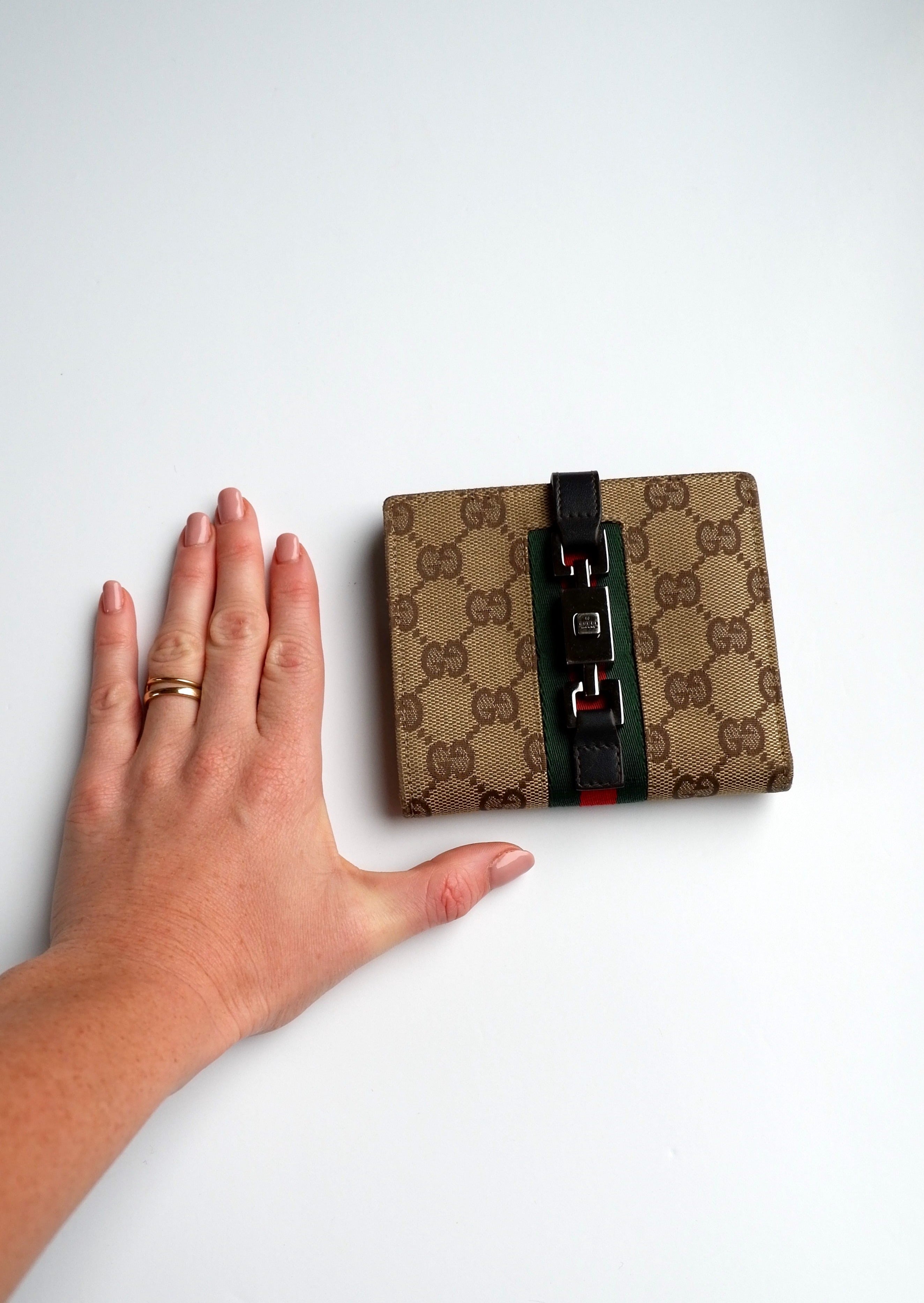Authentique portefeuille Gucci Cherie Line Horsebit carré à deux volets d'occasion