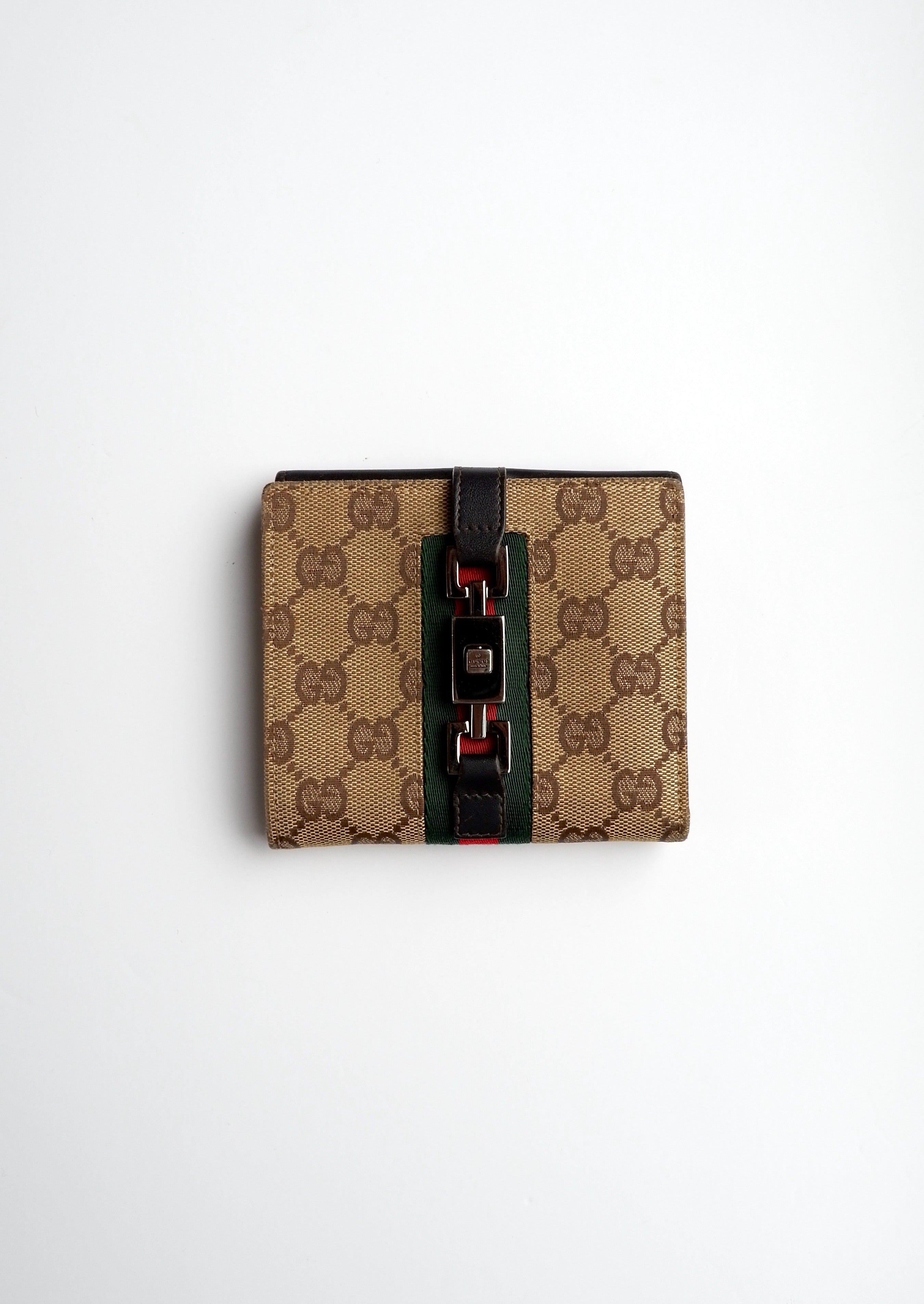 Authentique portefeuille Gucci Cherie Line Horsebit carré à deux volets d'occasion