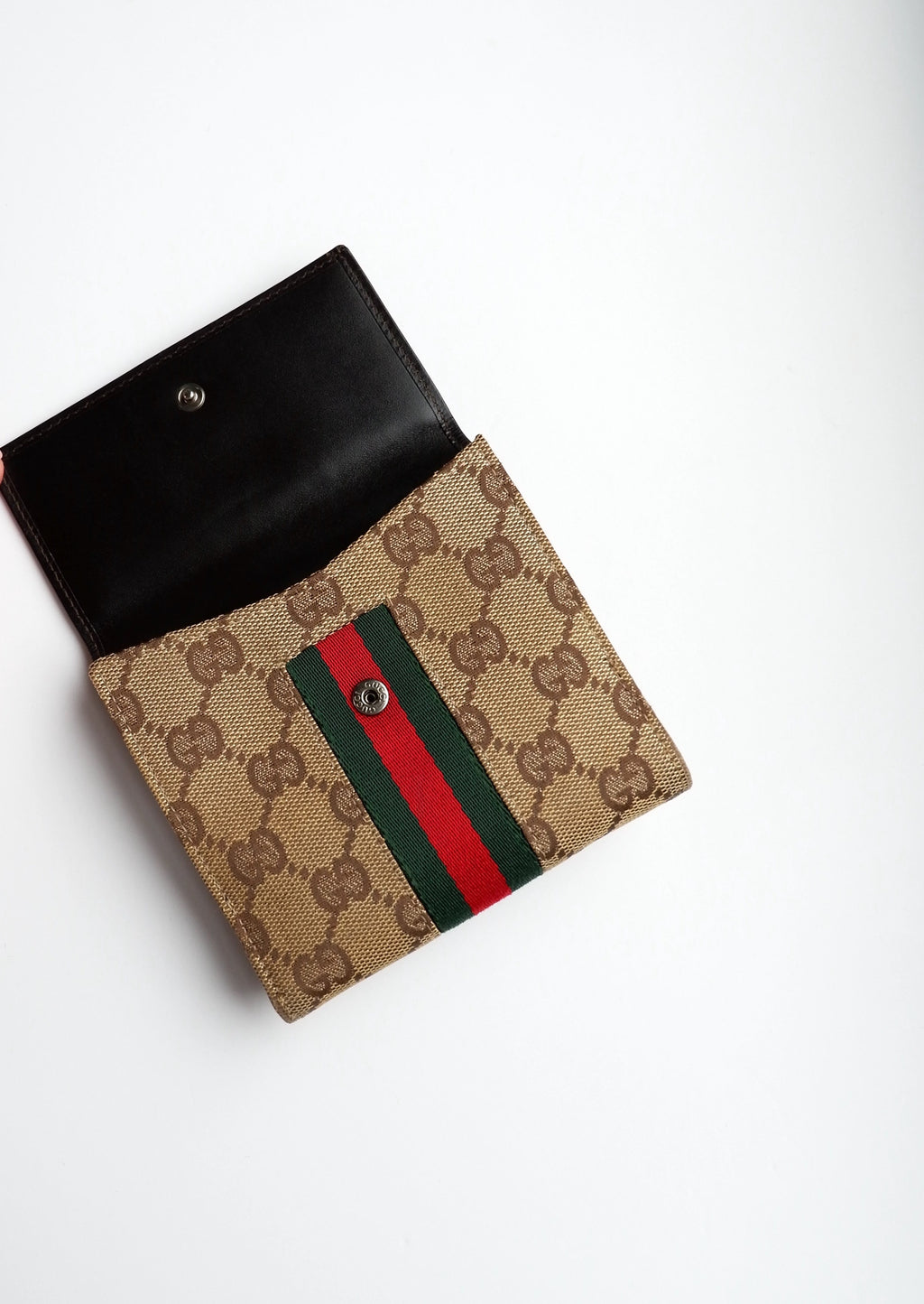 Authentique portefeuille Gucci Cherie Line Horsebit carré à deux volets d'occasion