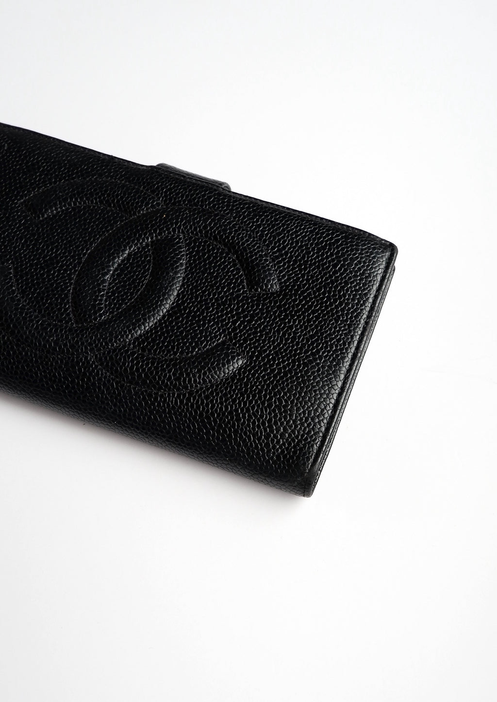 Authentic Preowned Chanel Black Caviar Long Bi-Fold Wallet