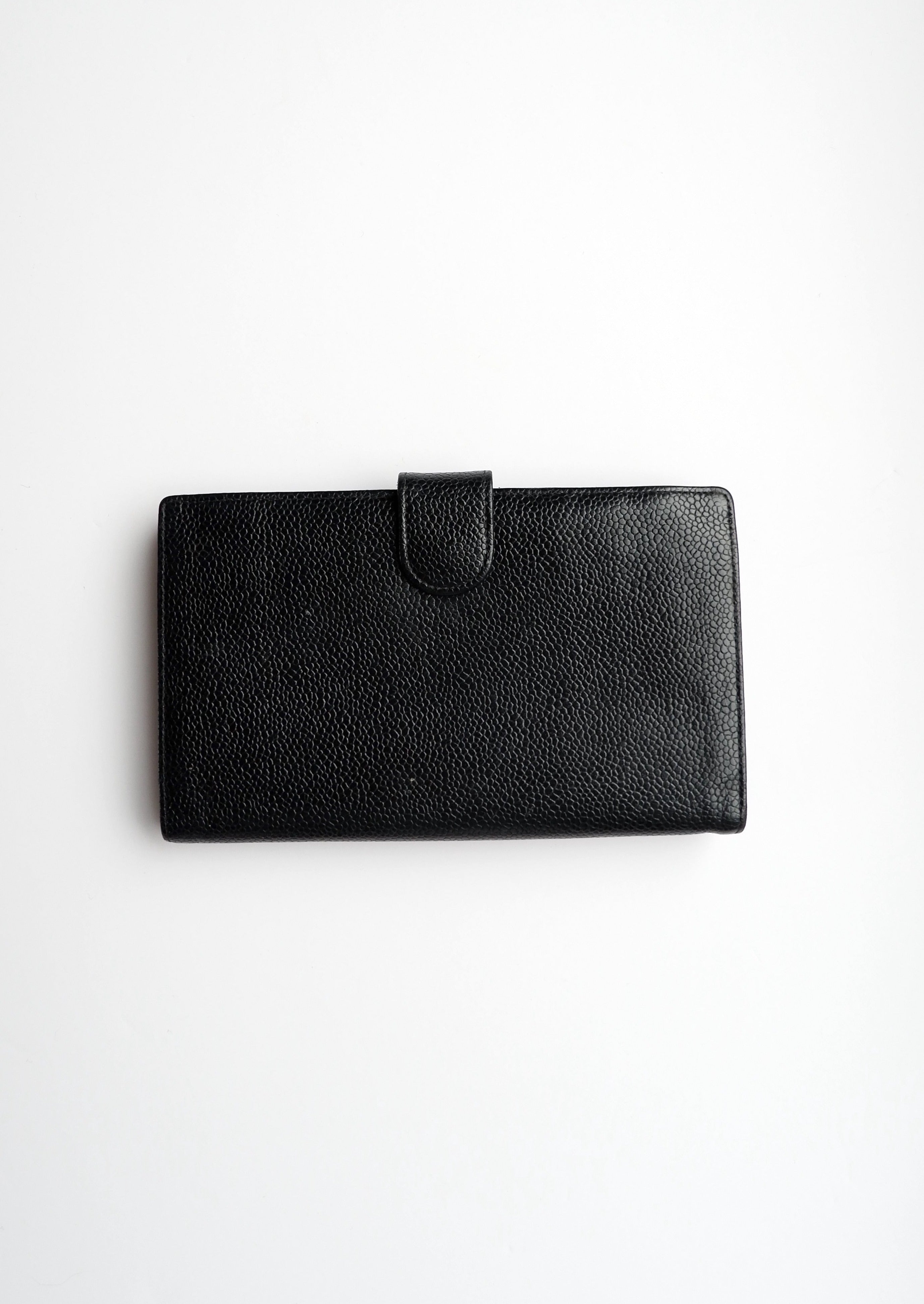 Authentic Preowned Chanel Black Caviar Long Bi-Fold Wallet