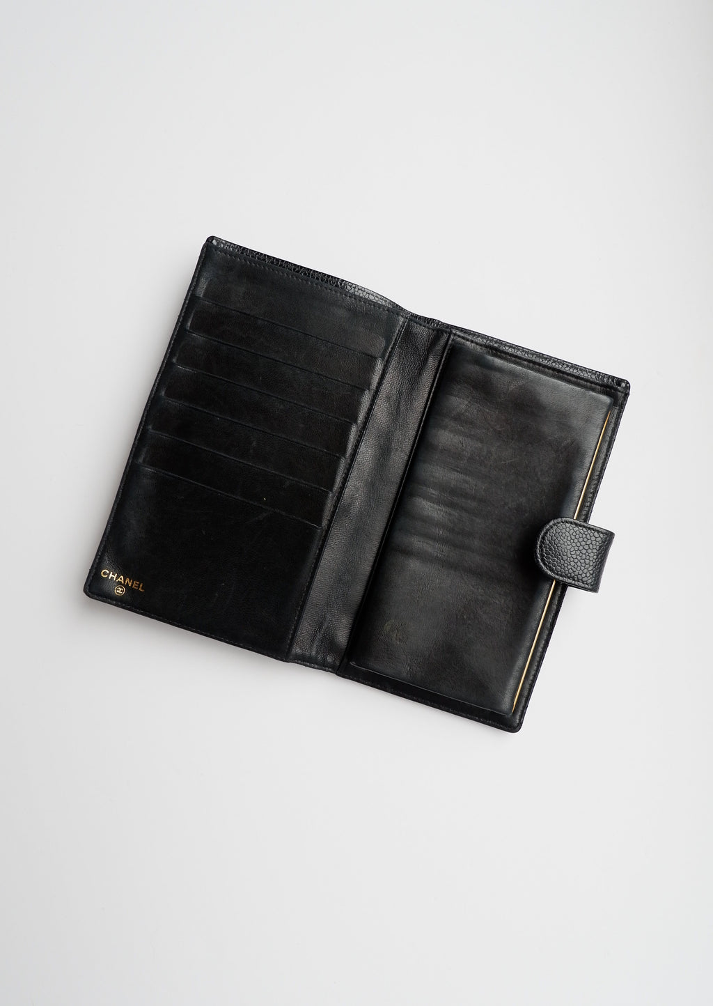 Authentic Preowned Chanel Black Caviar Long Bi-Fold Wallet
