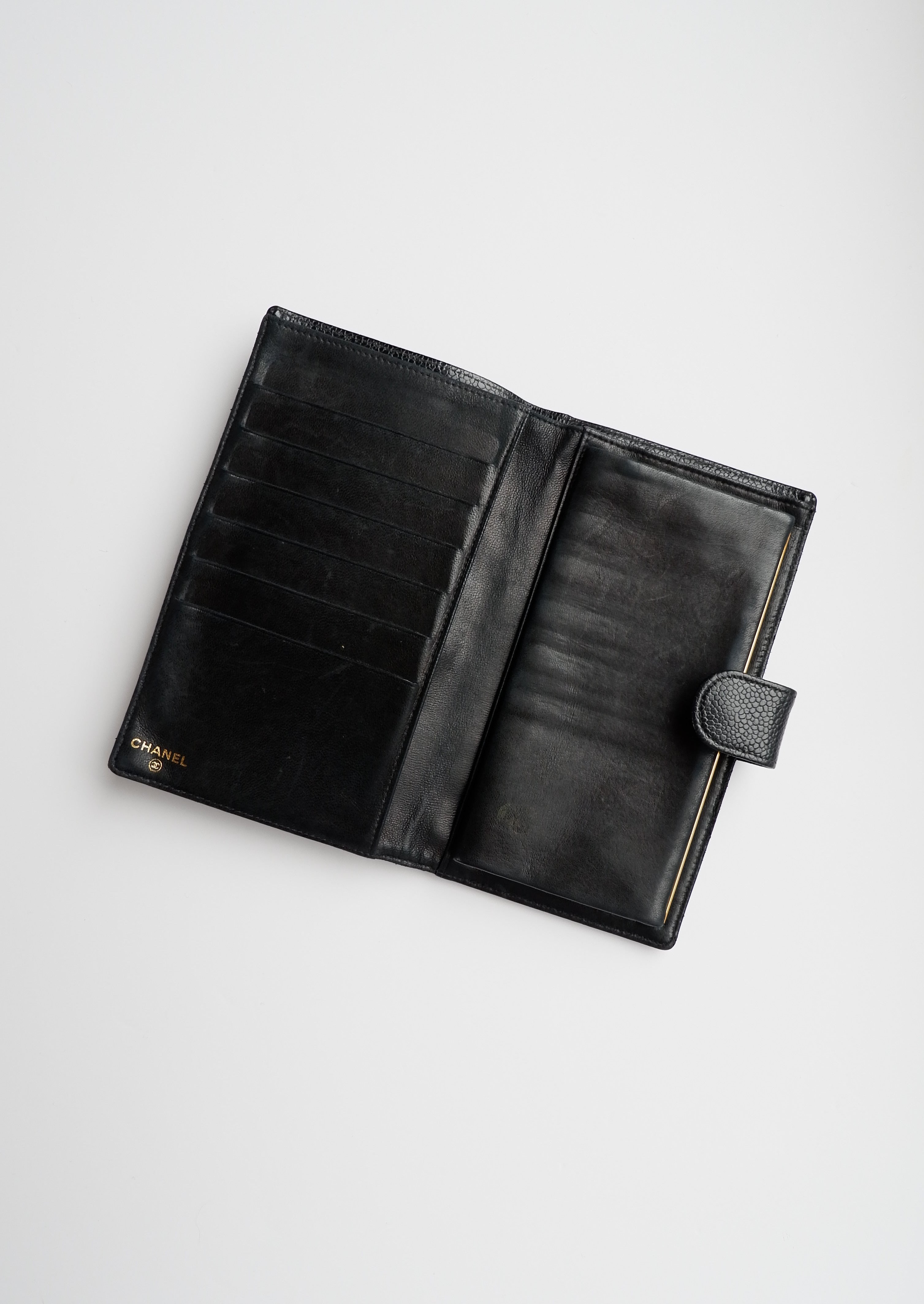 Authentic Preowned Chanel Black Caviar Long Bi-Fold Wallet