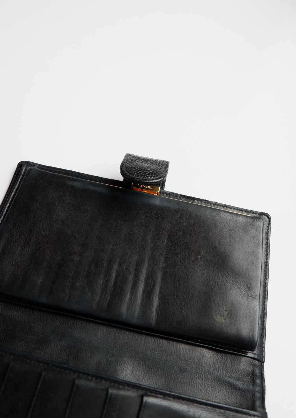 Authentic Preowned Chanel Black Caviar Long Bi-Fold Wallet