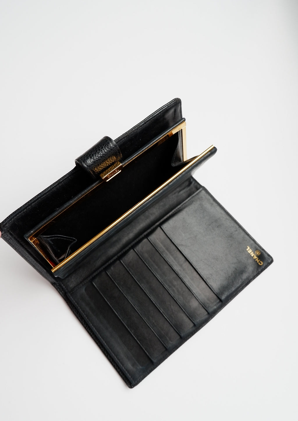 Authentic Preowned Chanel Black Caviar Long Bi-Fold Wallet