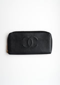 Authentic Preowned Chanel Black Caviar Zip Around Wallet - GHW