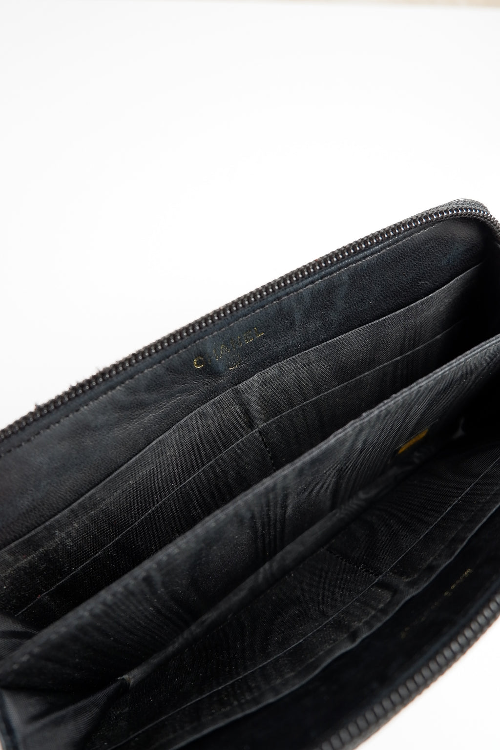 Authentic Preowned Chanel Black Caviar Zip Around Wallet - GHW