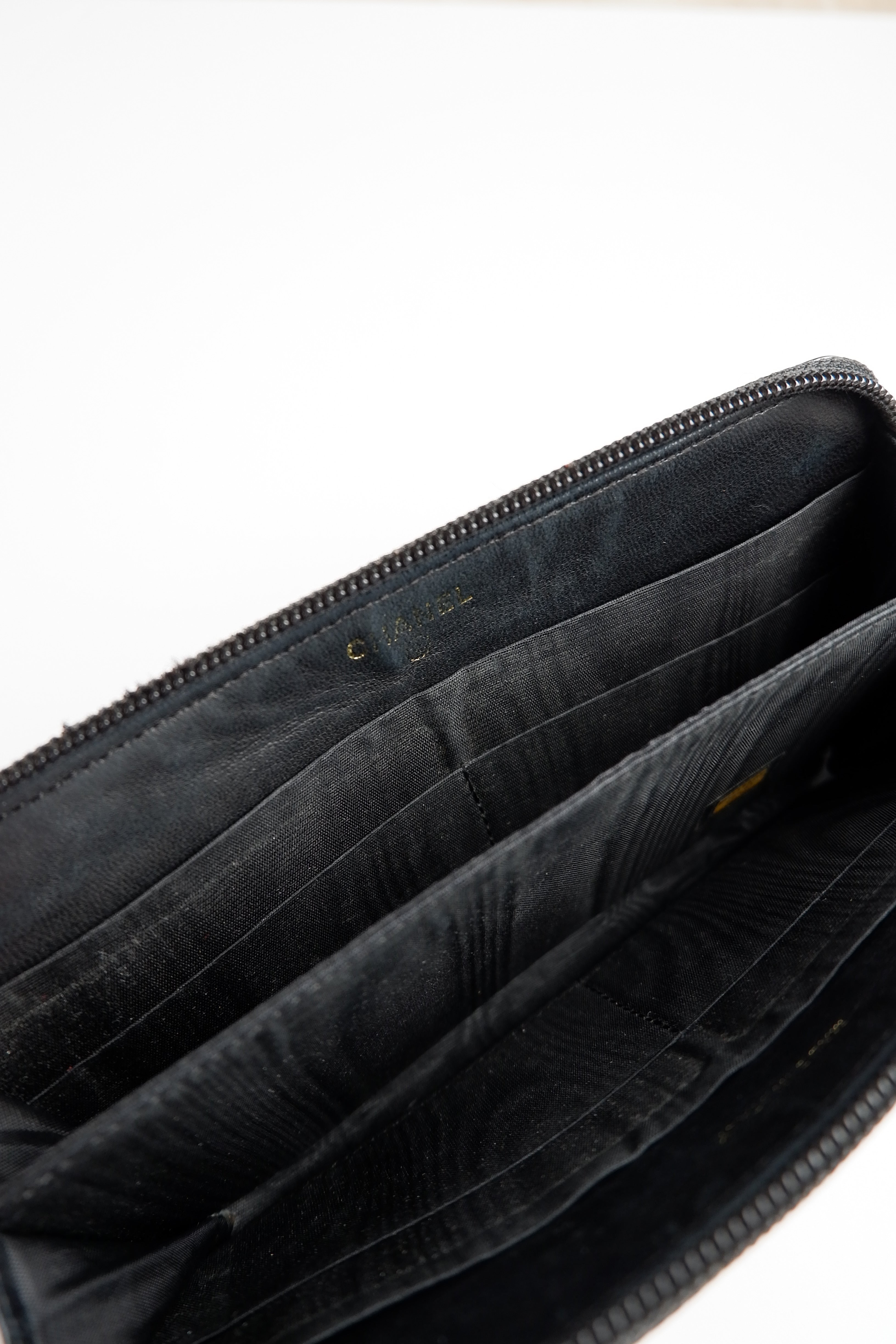 Authentic Preowned Chanel Black Caviar Zip Around Wallet - GHW