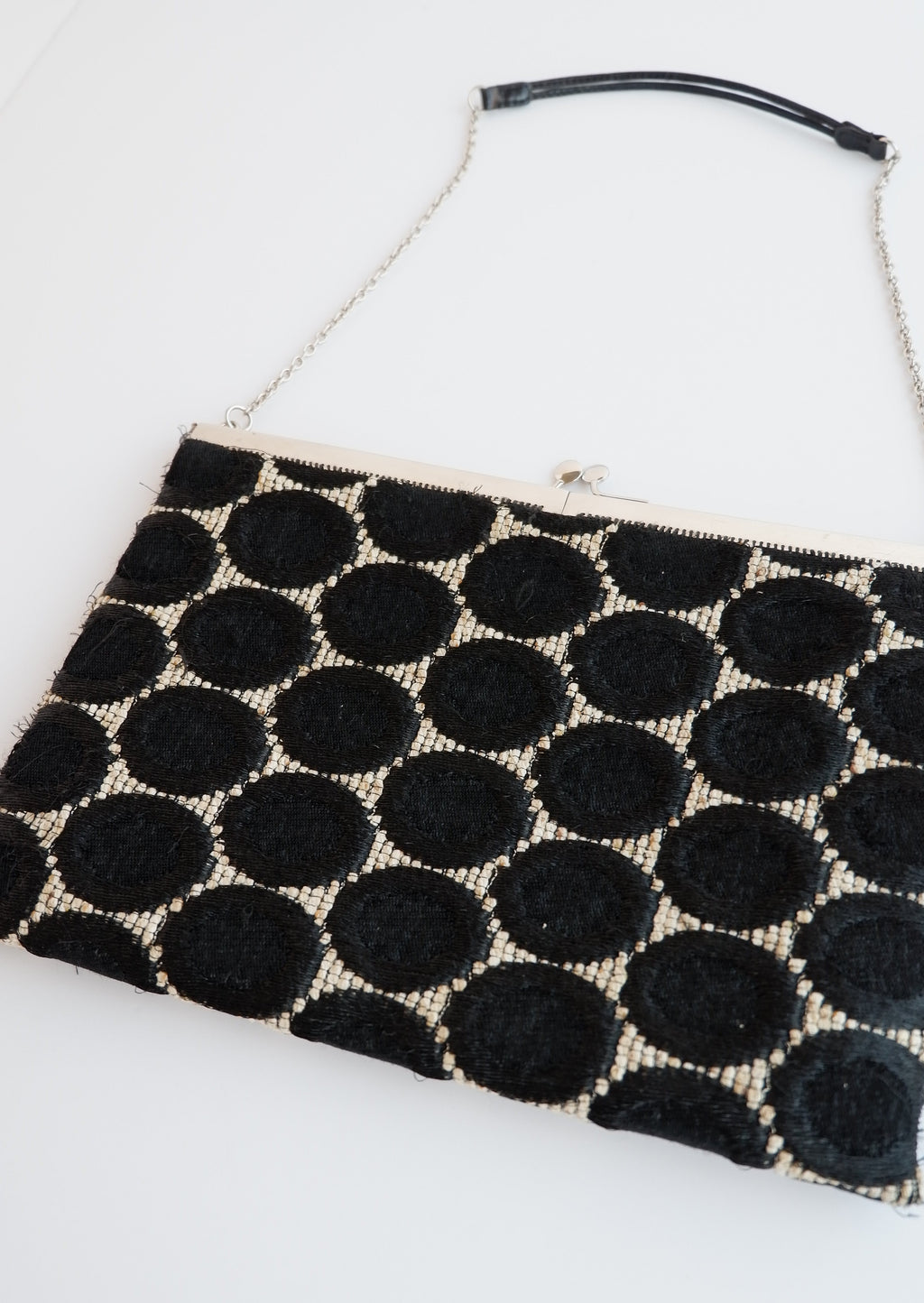Pochette / Sac Prada authentique d'occasion, imprimé cercles noirs et blancs