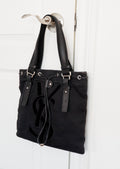 Sac cabas Saint Laurent YSL Kahala en toile noire, authentique et d'occasion