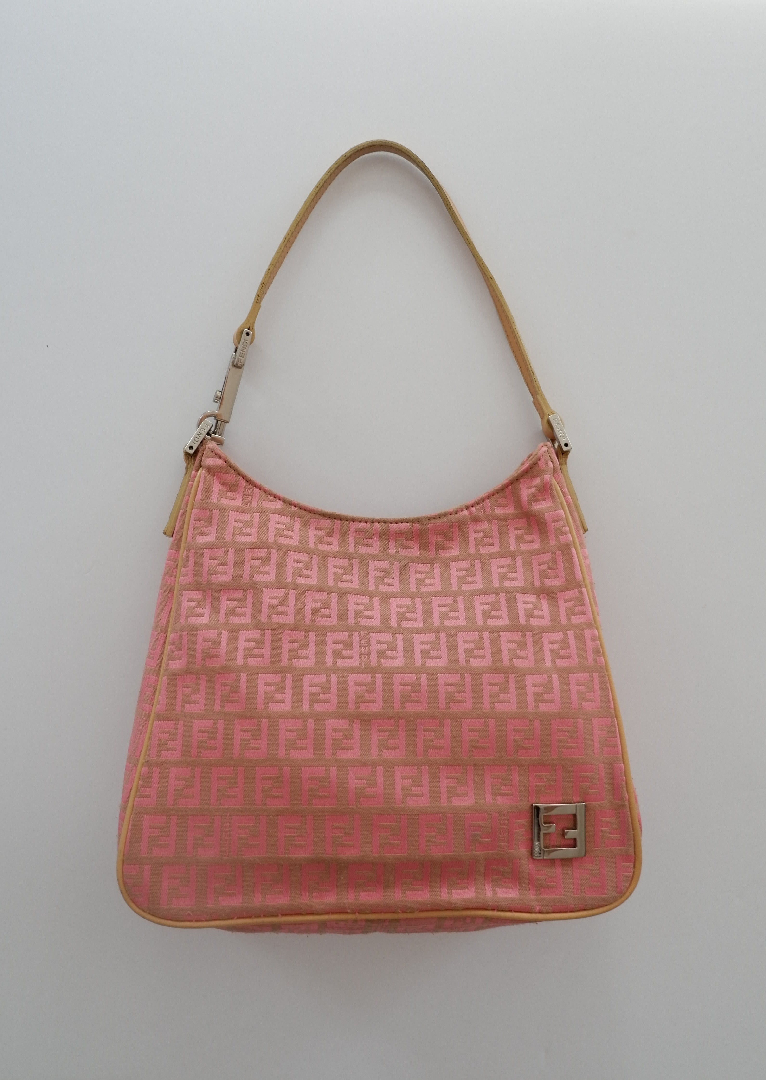 Sac Bandoulière Vintage Authentique Fendi Zucchino Rose d'occasion