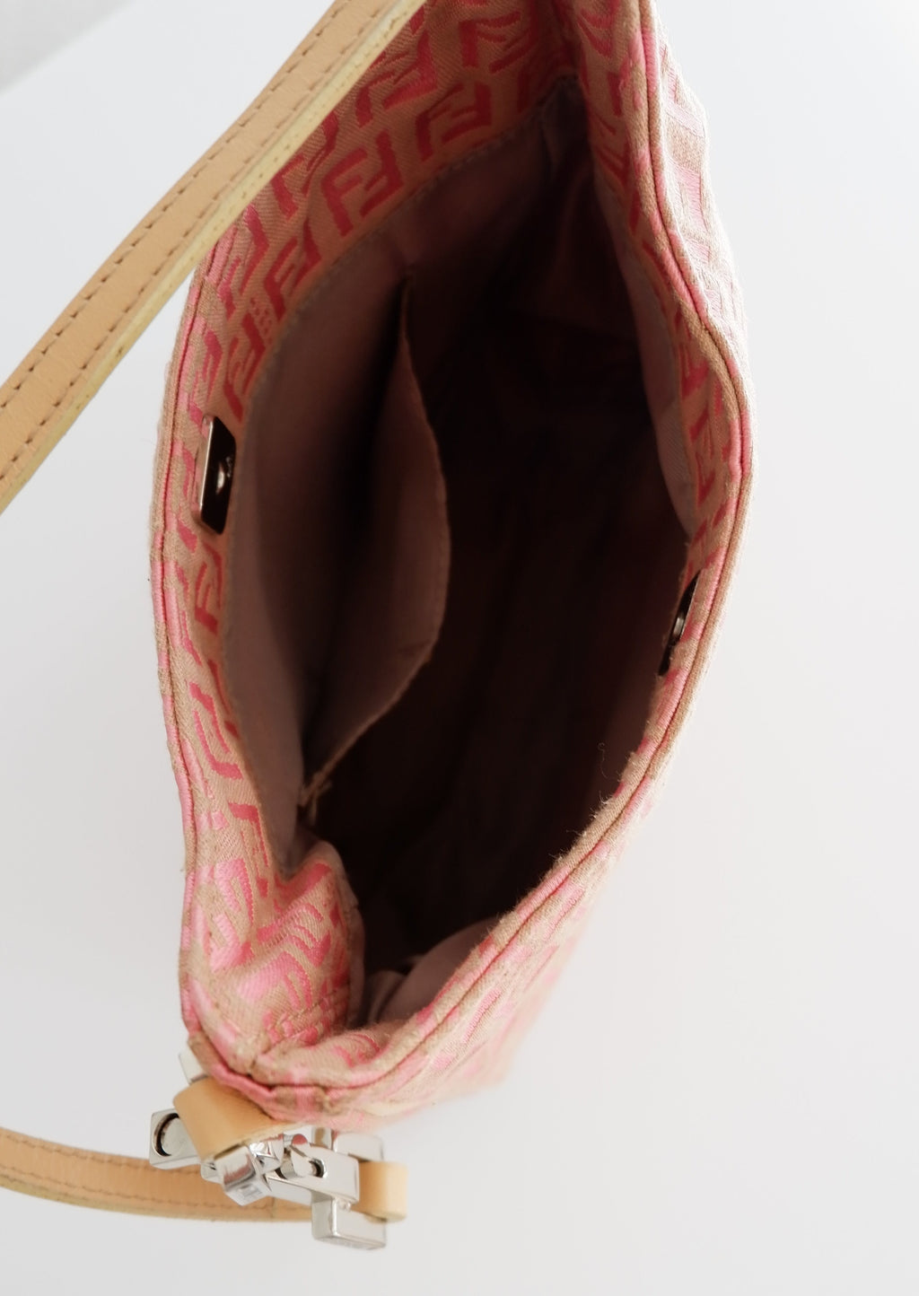 Authentic Preowned Vintage Fendi Pink Zucchino Shoulder Bag