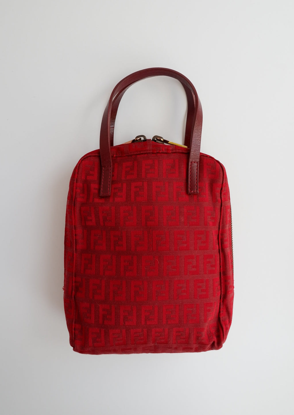 Authentique sac à main Fendi Zucchino Mini rouge d'occasion