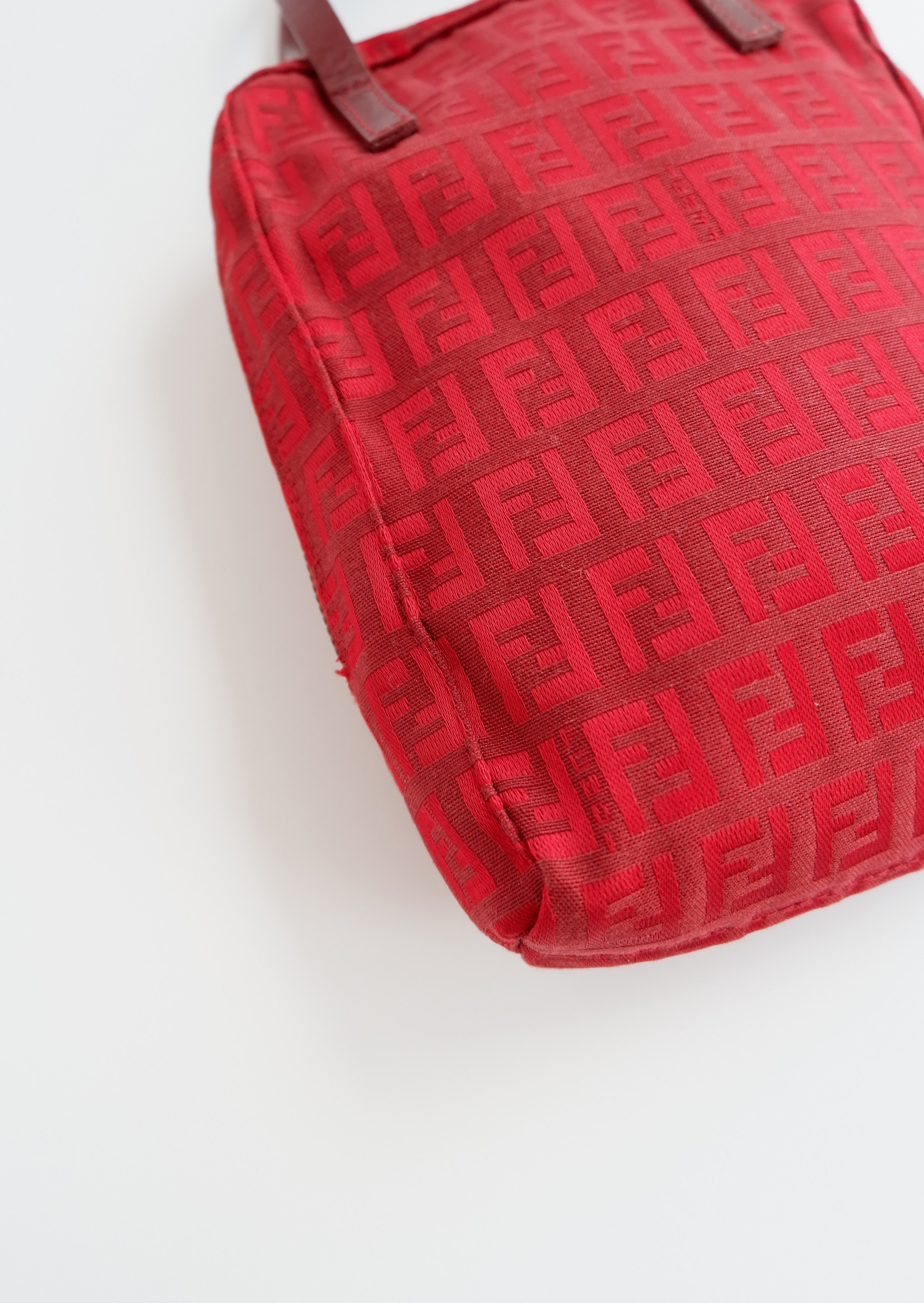 Authentique sac à main Fendi Zucchino Mini rouge d'occasion