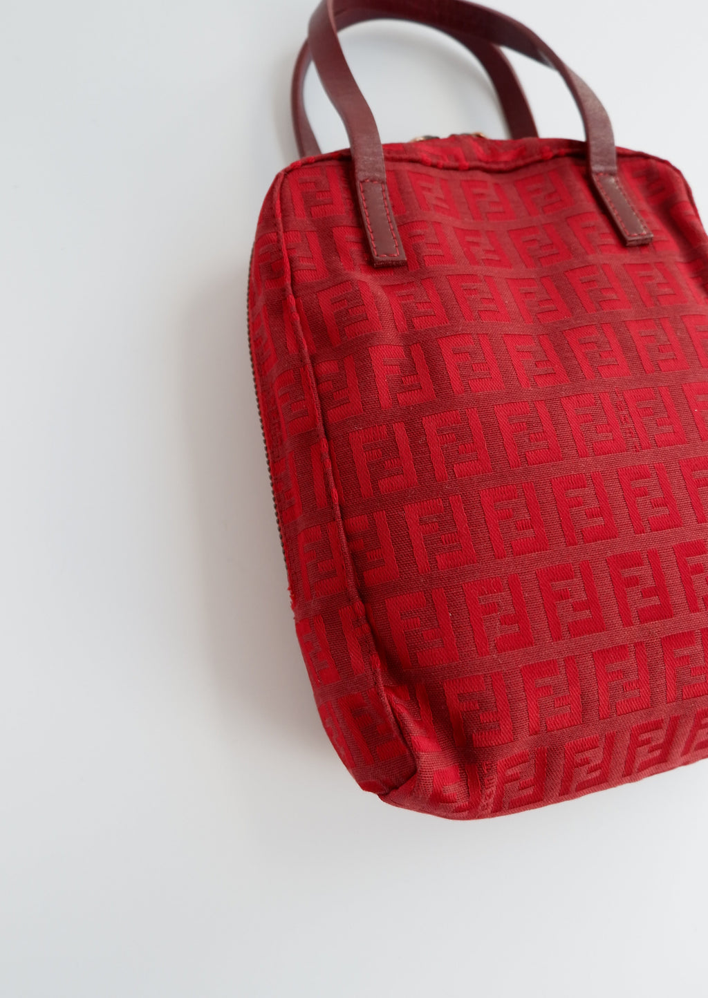 Authentique sac à main Fendi Zucchino Mini rouge d'occasion
