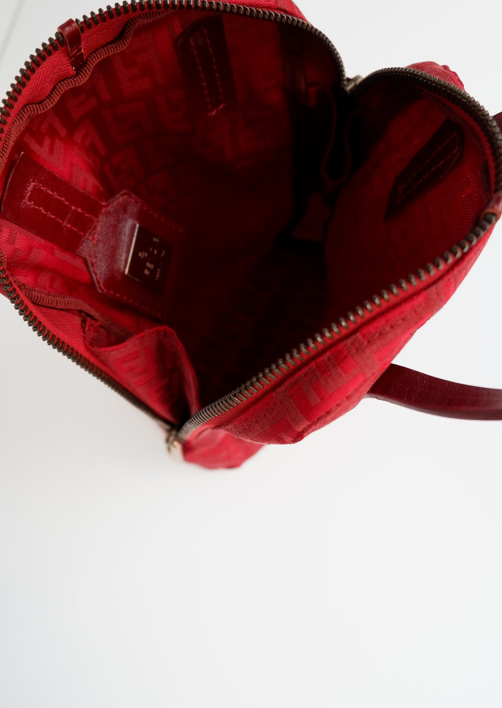 Authentique sac à main Fendi Zucchino Mini rouge d'occasion