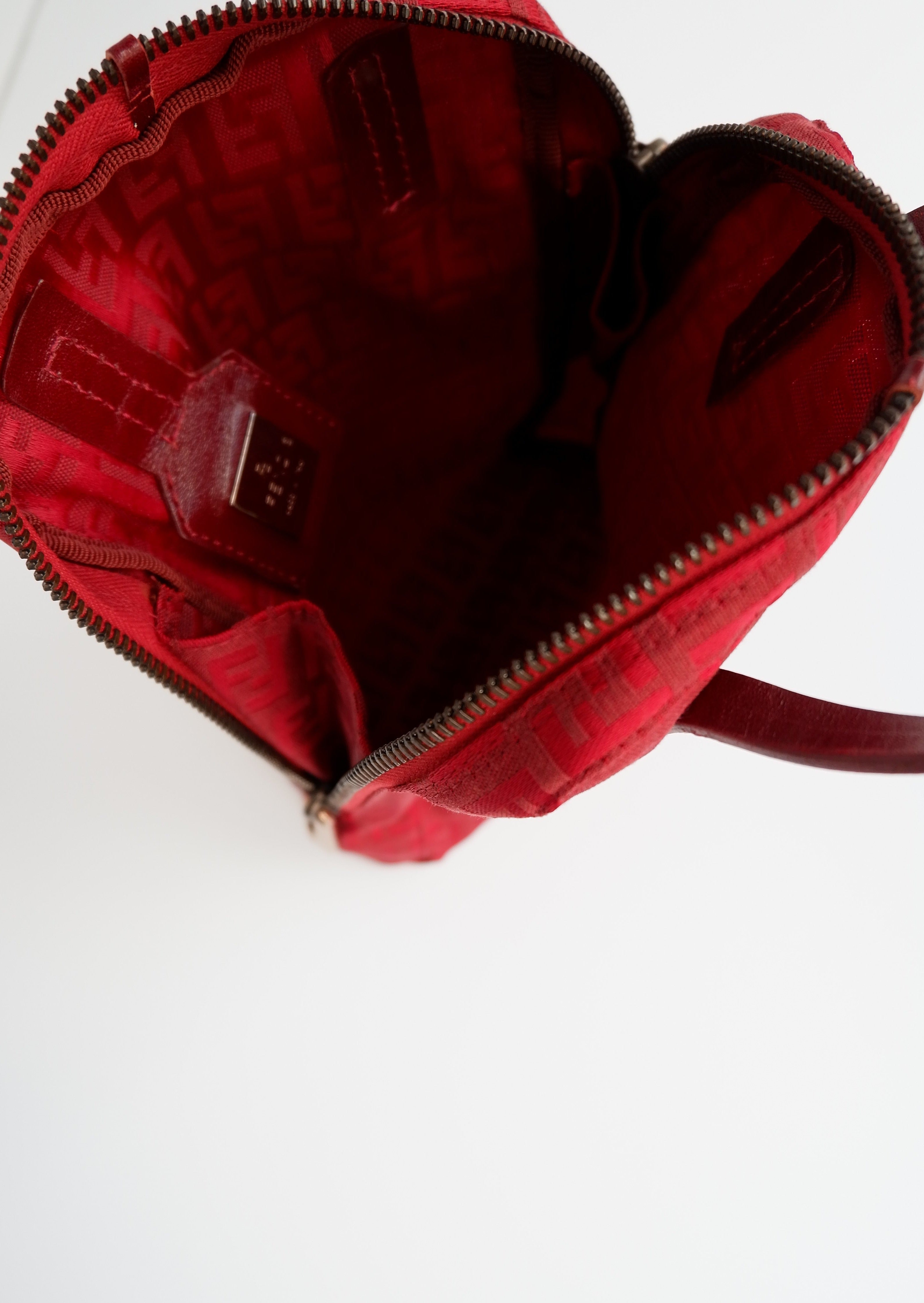Authentique sac à main Fendi Zucchino Mini rouge d'occasion