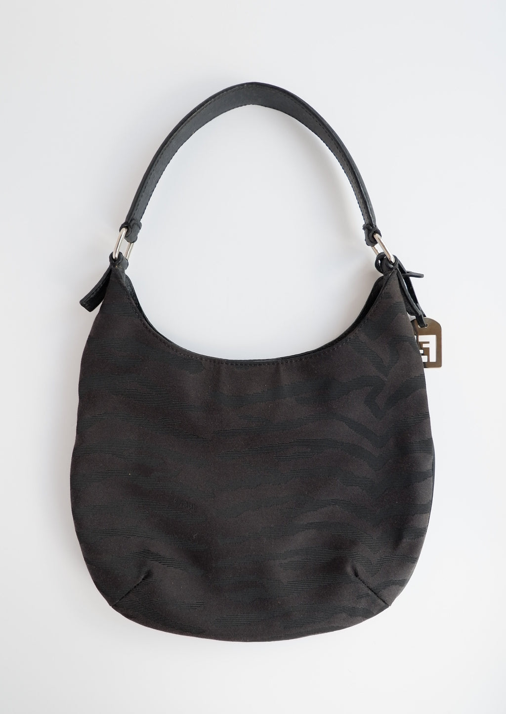 Sac Hobo Fendi authentique d'occasion en toile noire à imprimé animal