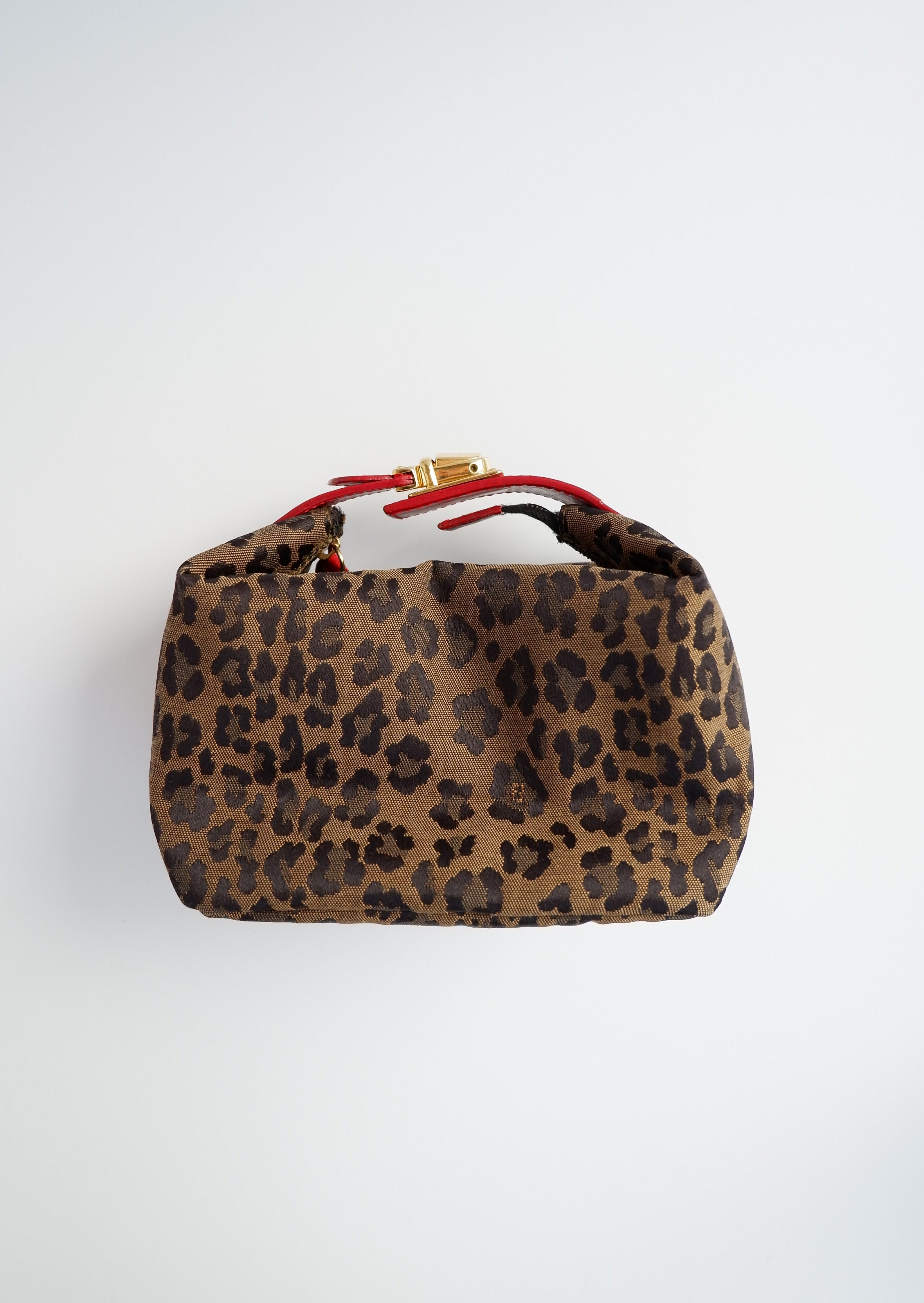 Fendi Mini Pochette Léopard Rouge Authentique d'Occasion
