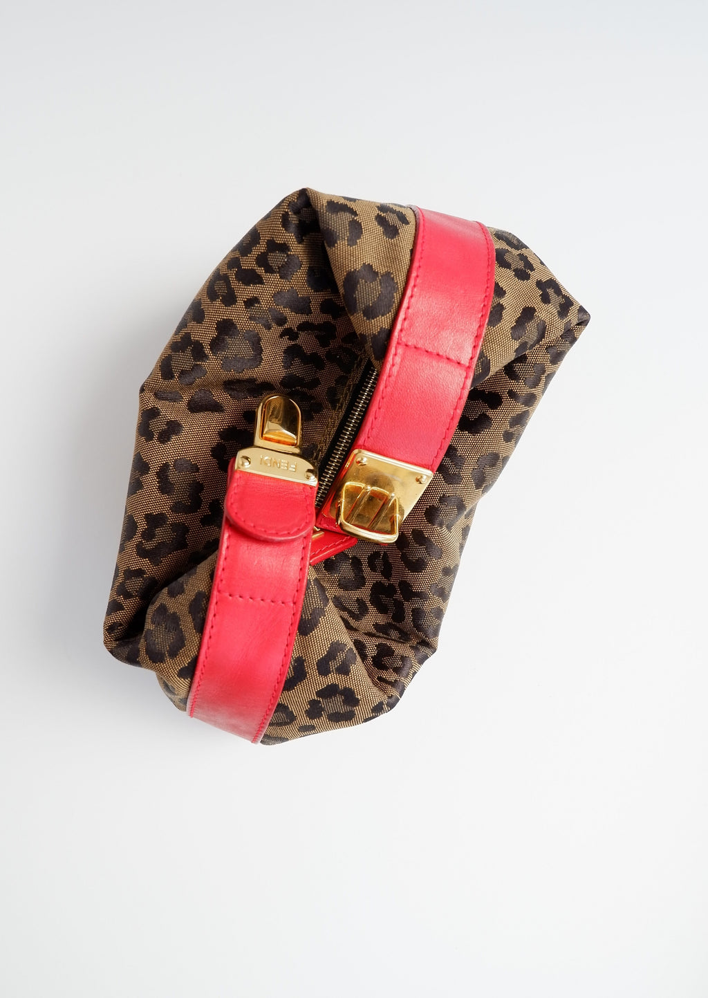 Fendi Mini Pochette Léopard Rouge Authentique d'Occasion