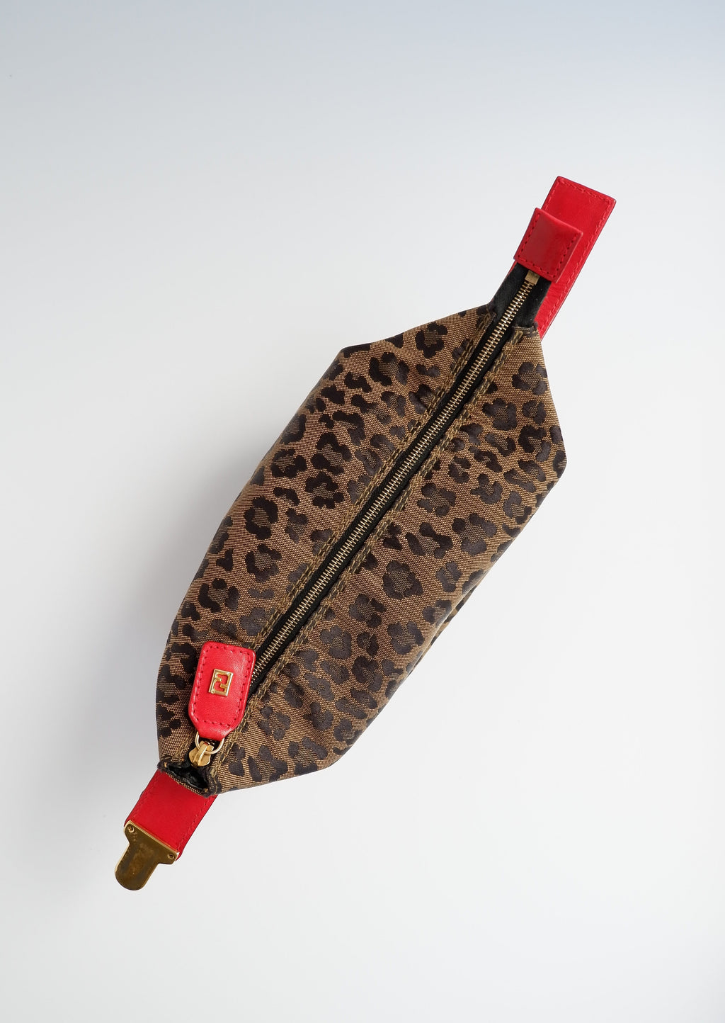 Fendi Mini Pochette Léopard Rouge Authentique d'Occasion
