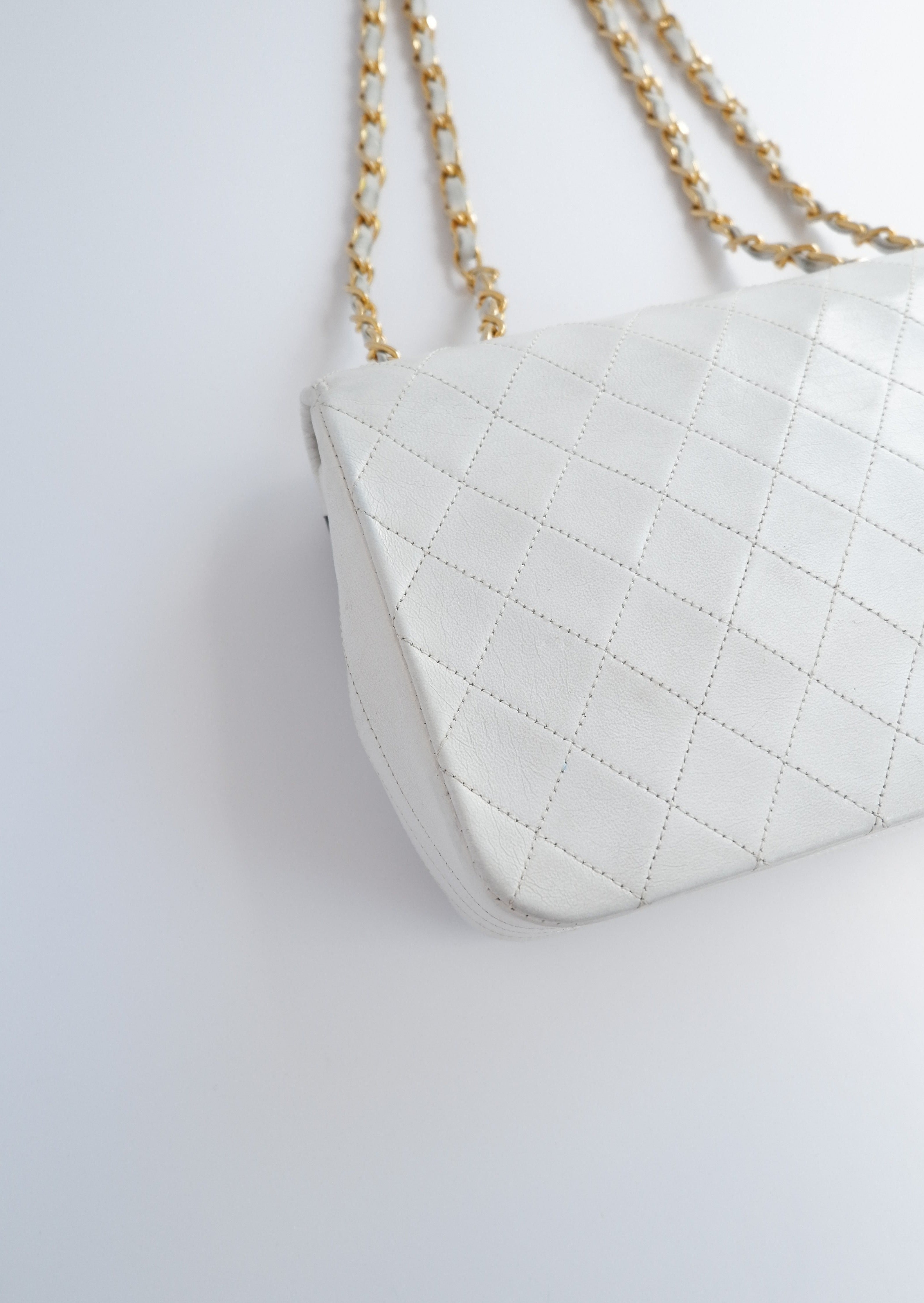 Authentic Preowned Vintage Chanel White Single Flap Bag - GHW