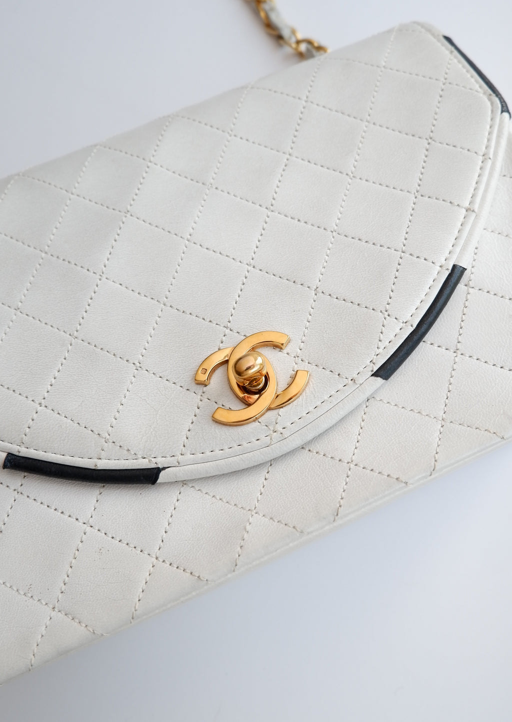 Authentic Preowned Vintage Chanel White Single Flap Bag - GHW