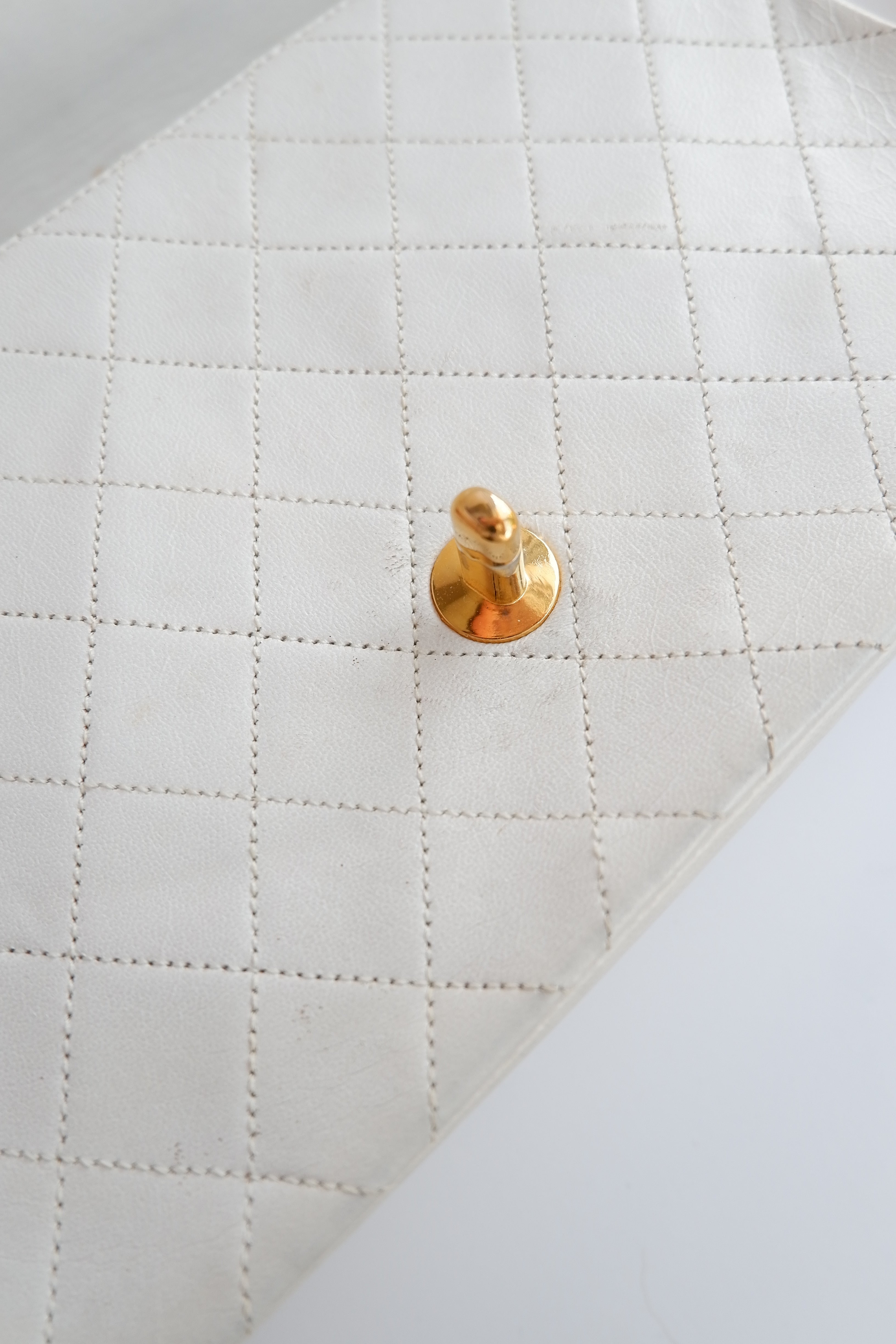Authentic Preowned Vintage Chanel White Single Flap Bag - GHW
