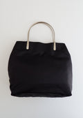 Authentique Sac à Main Vintage Prada en Satin Noir avec Anse en Métal
