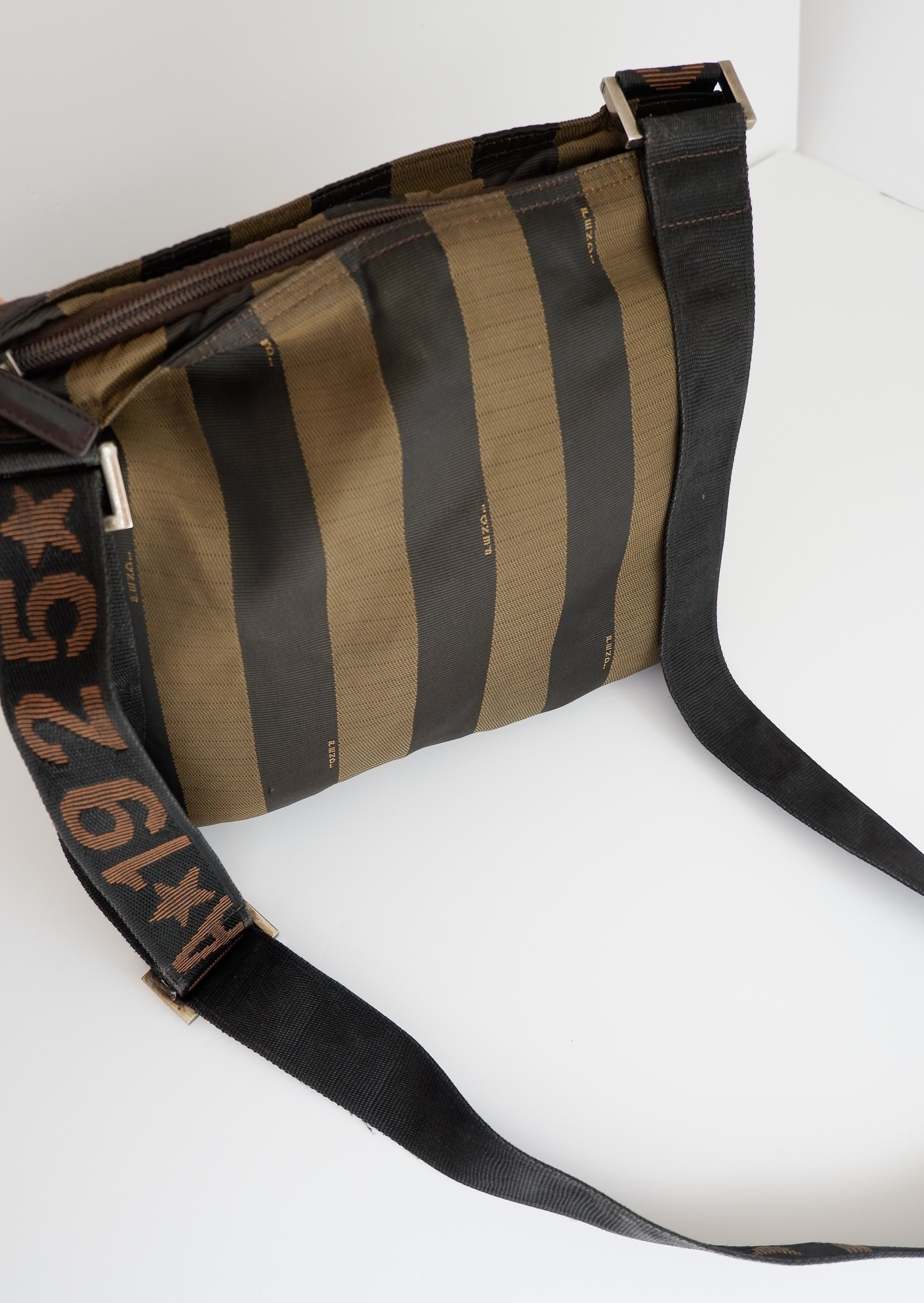Authentic Preowned Vintage Fendi Pequin Stripe Crossbody Bag