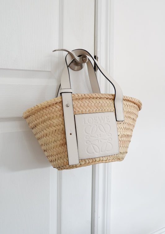 Authentic Preowned Loewe White Small Basket Tote / Bag