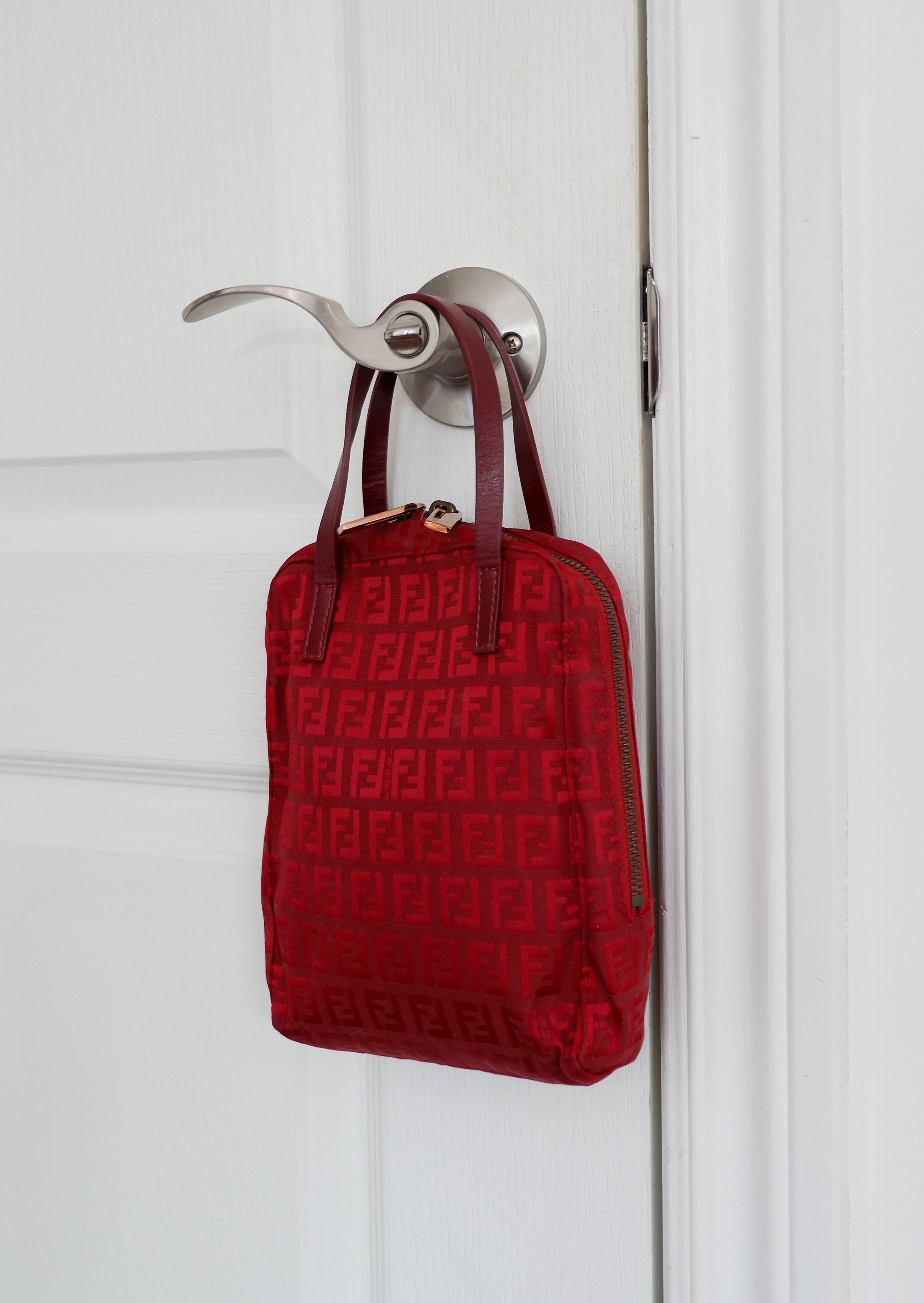 Authentique sac à main Fendi Zucchino Mini rouge d'occasion