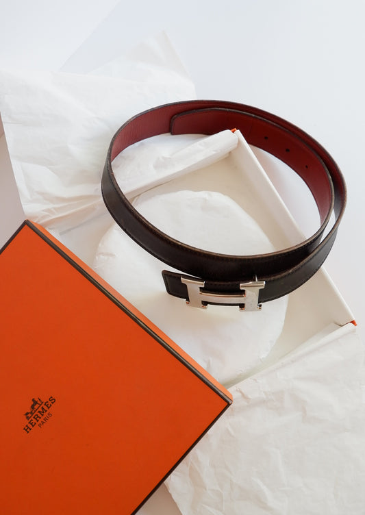 Authentic Preowned Hermes H Belt 32 MM / Reversible Leather Strap - 80