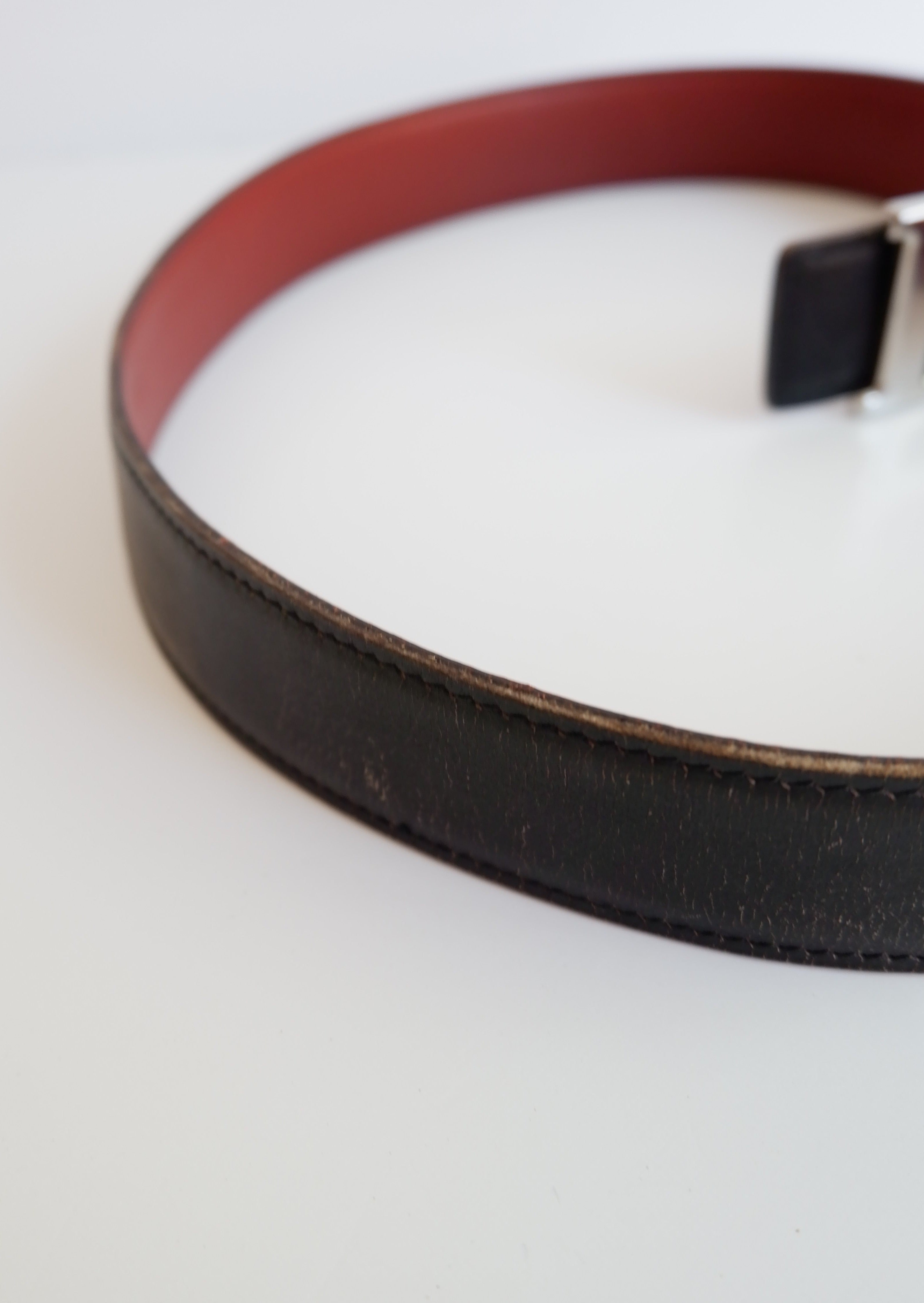 Ceinture Hermès H d'occasion authentique 32 MM / Lanière en cuir réversible - 80