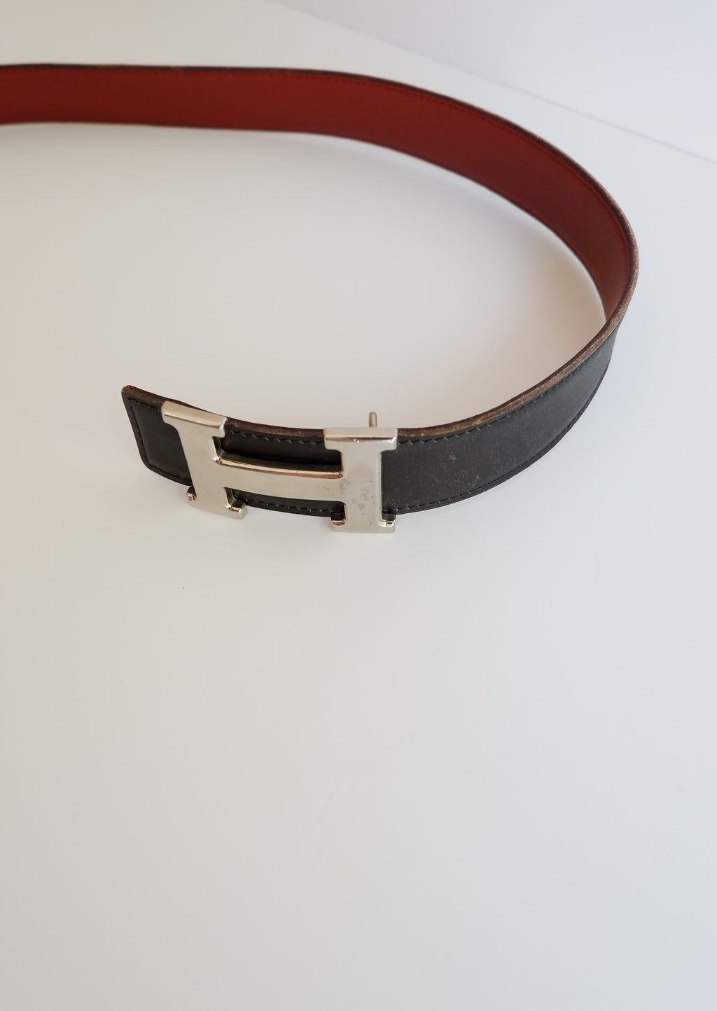 Ceinture Hermès H d'occasion authentique 32 MM / Lanière en cuir réversible - 80