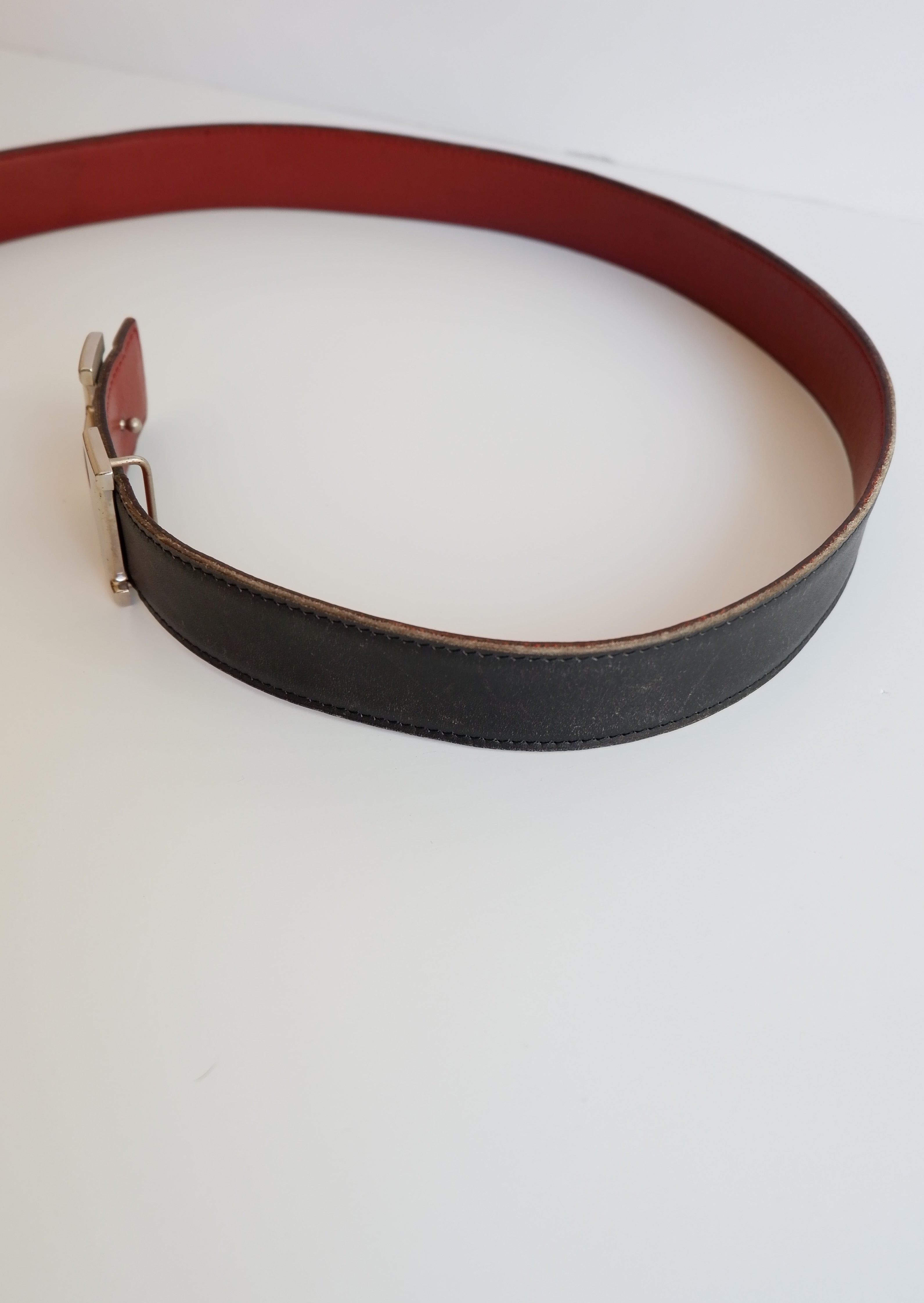Ceinture Hermès H d'occasion authentique 32 MM / Lanière en cuir réversible - 80