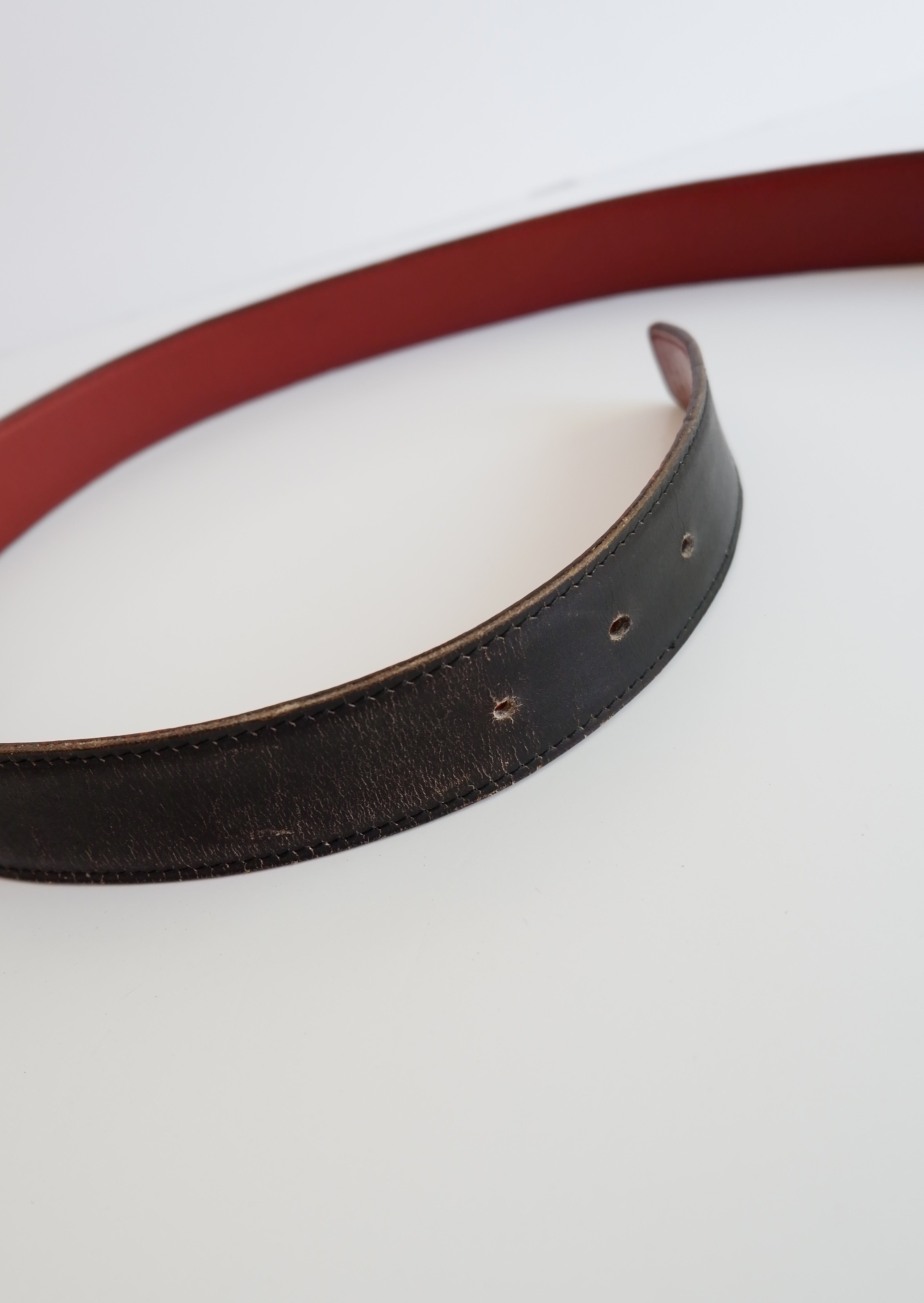 Ceinture Hermès H d'occasion authentique 32 MM / Lanière en cuir réversible - 80