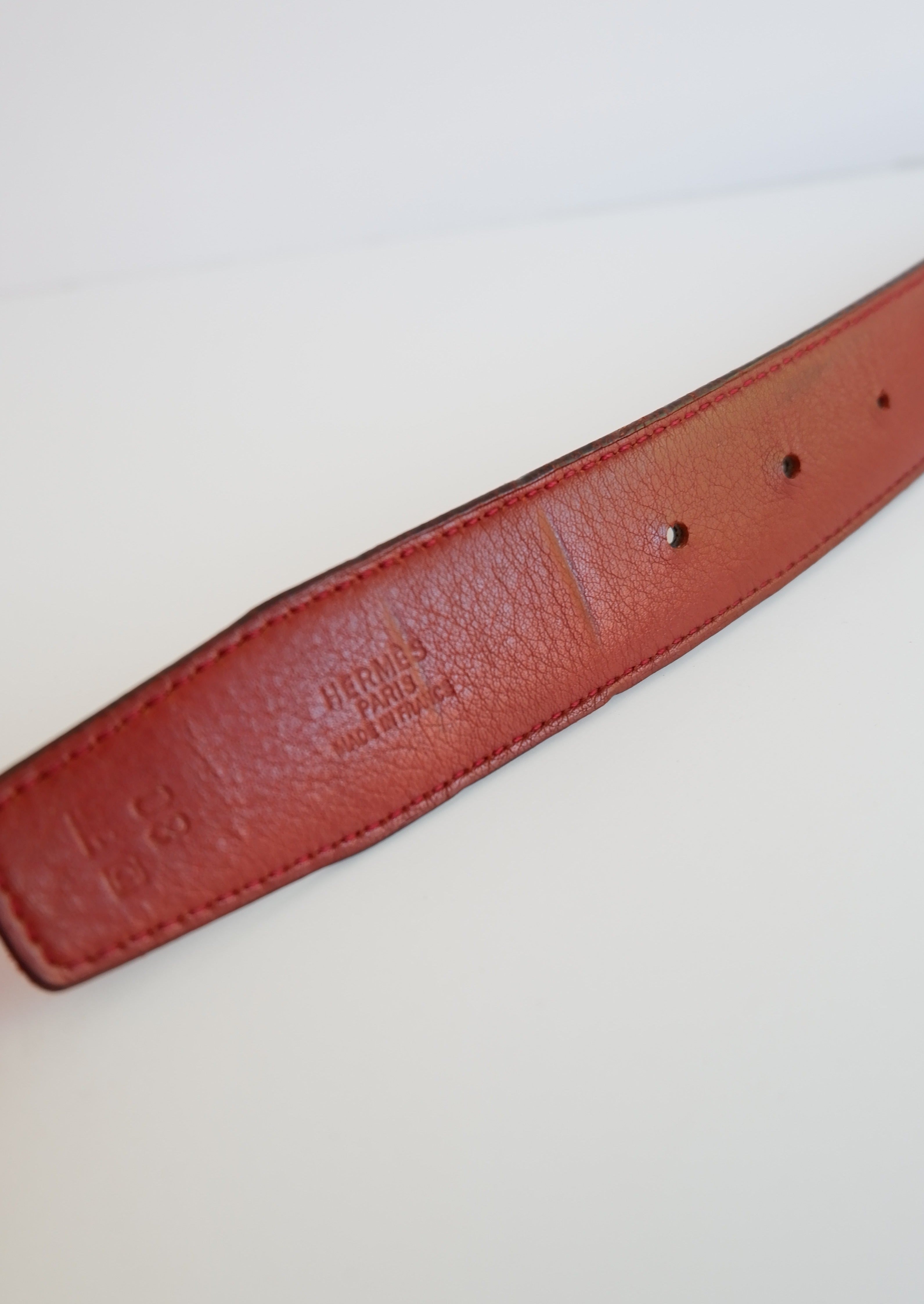 Ceinture Hermès H d'occasion authentique 32 MM / Lanière en cuir réversible - 80