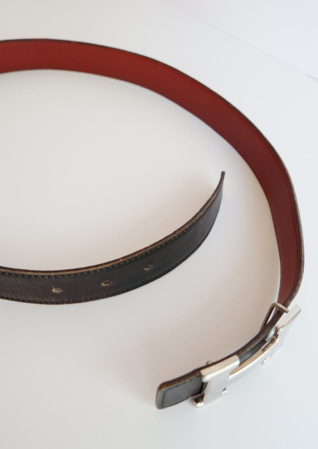 Ceinture Hermès H d'occasion authentique 32 MM / Lanière en cuir réversible - 80