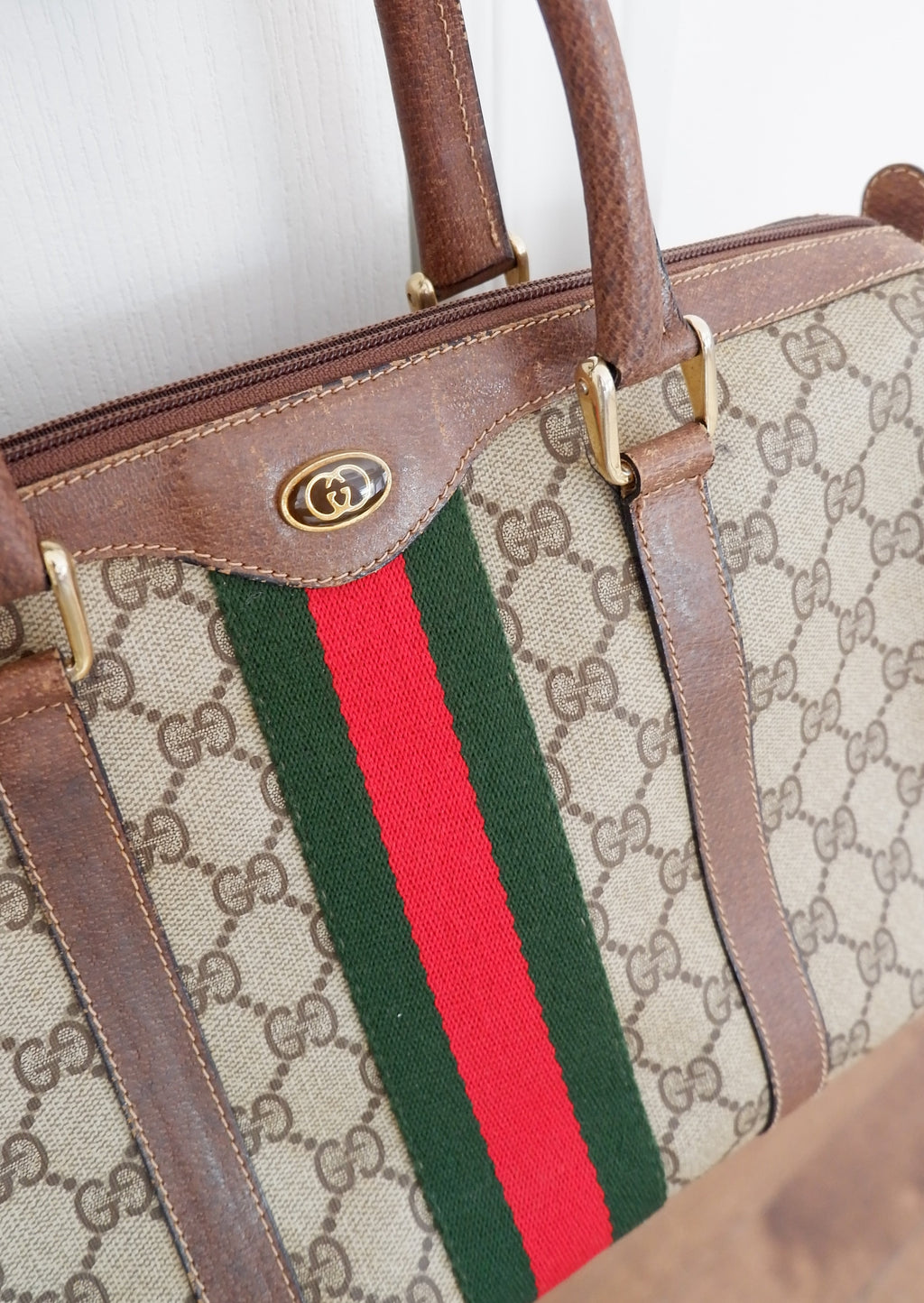 Authentic Preowned Vintage Gucci GG Supreme Boston Bag