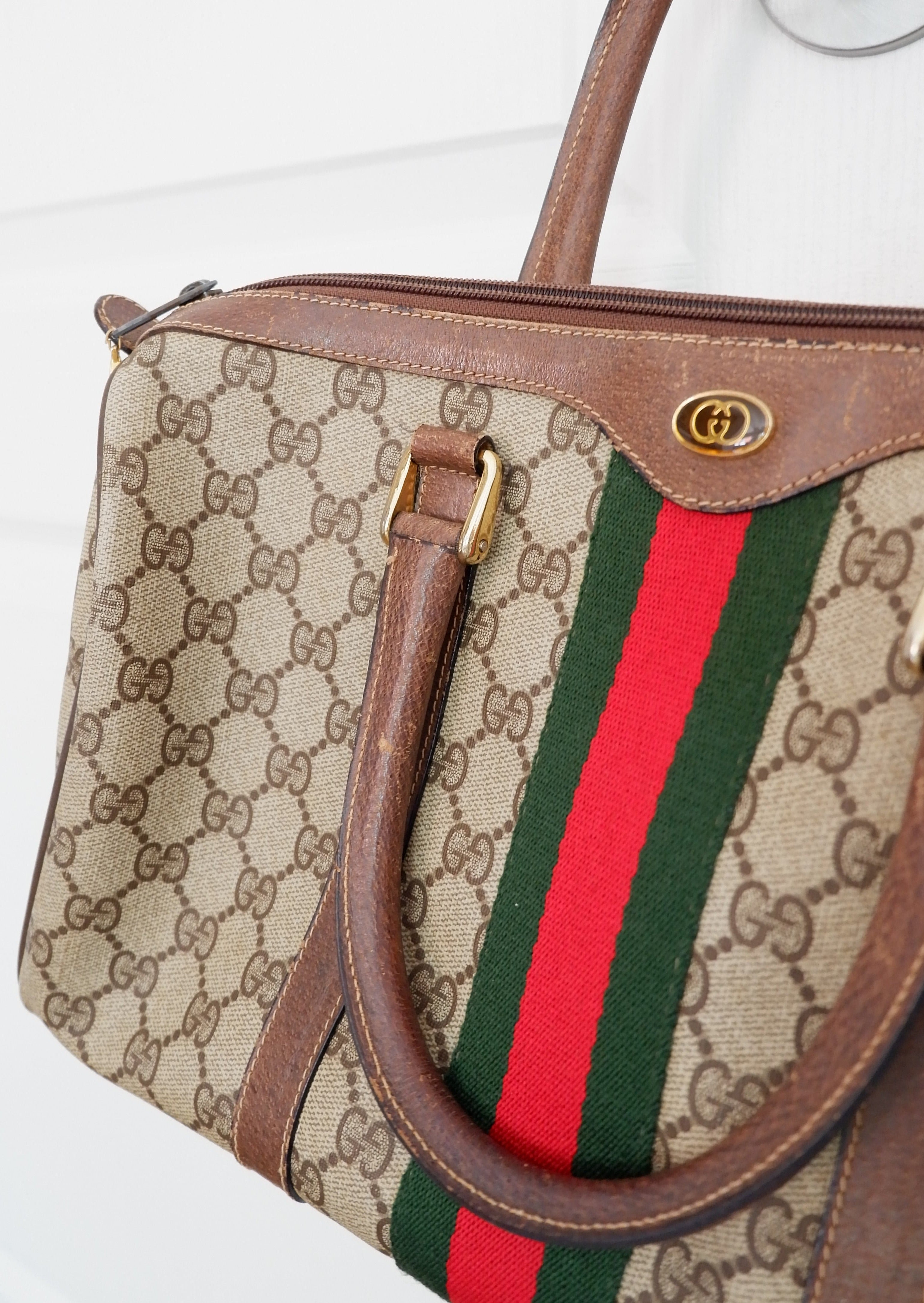 Authentic Preowned Vintage Gucci GG Supreme Boston Bag