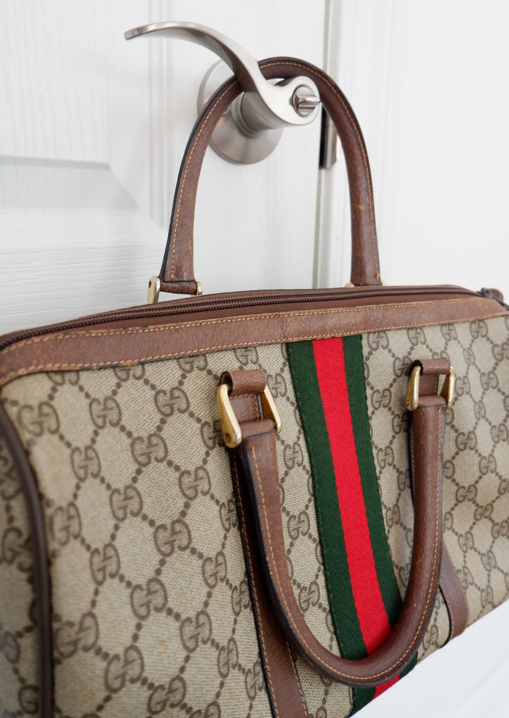 Authentic Preowned Vintage Gucci GG Supreme Boston Bag