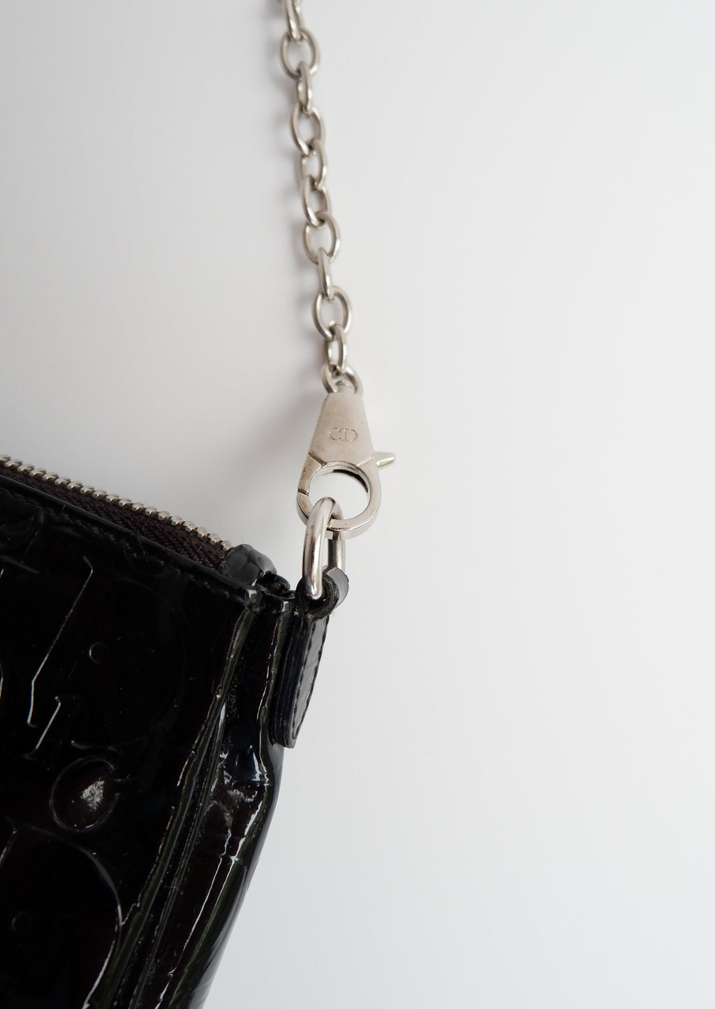 Authentic Preowned Dior Black Patent Leather Logo Shoulder Bag