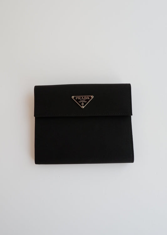 Authentic Preowned Prada Black Coated Canvas Square Bi-Fold Wallet