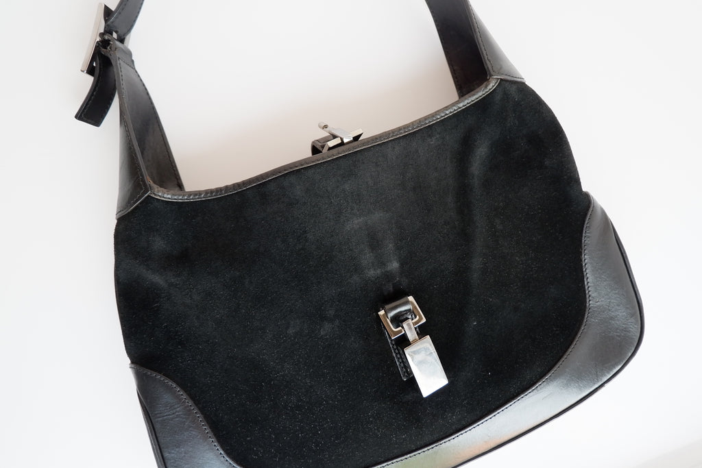 Authentique sac à bandoulière Gucci Jackie noir d'occasion