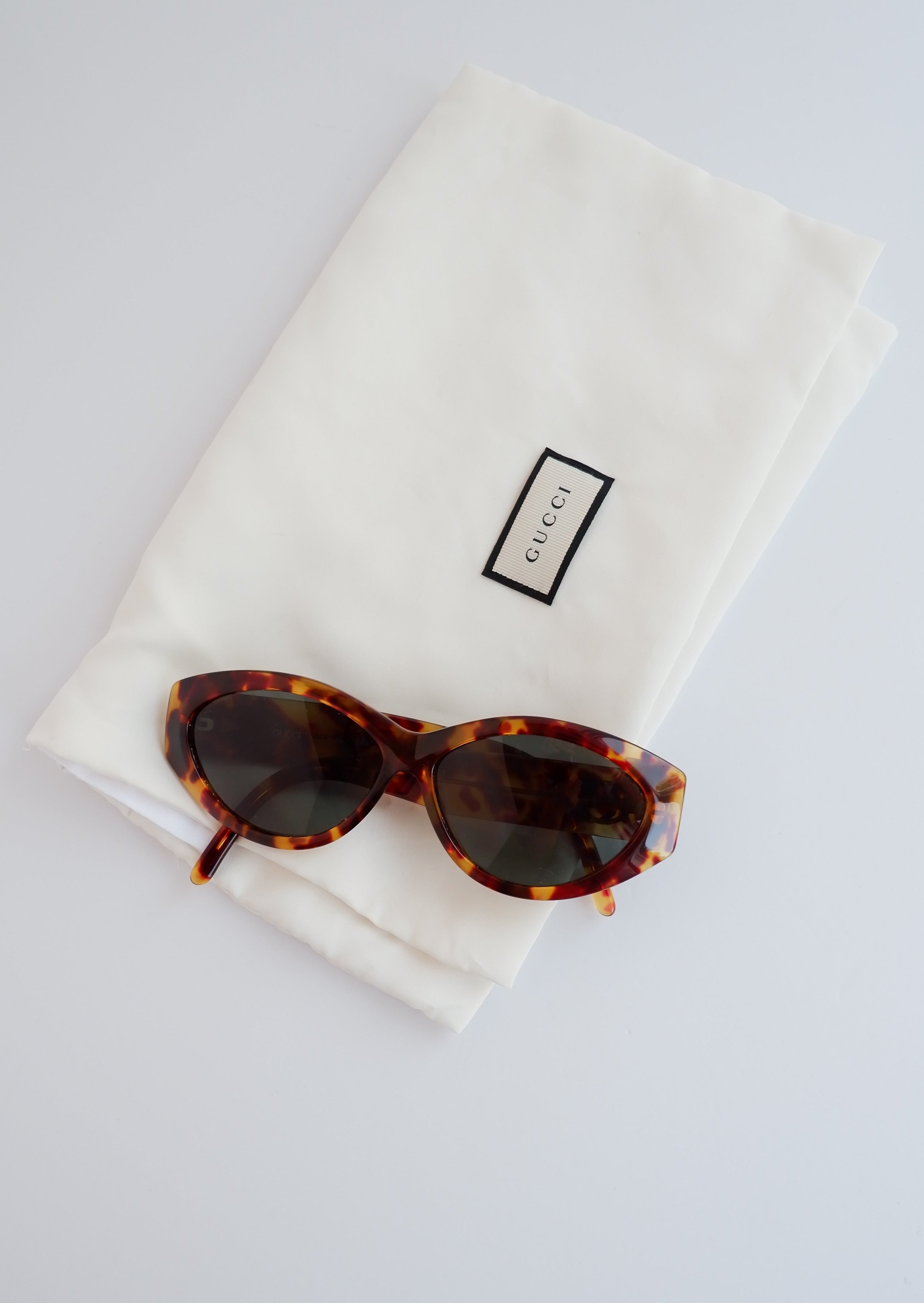 Authentiques Lunettes de Soleil Rondes Vintage Gucci Écaille de Tortue