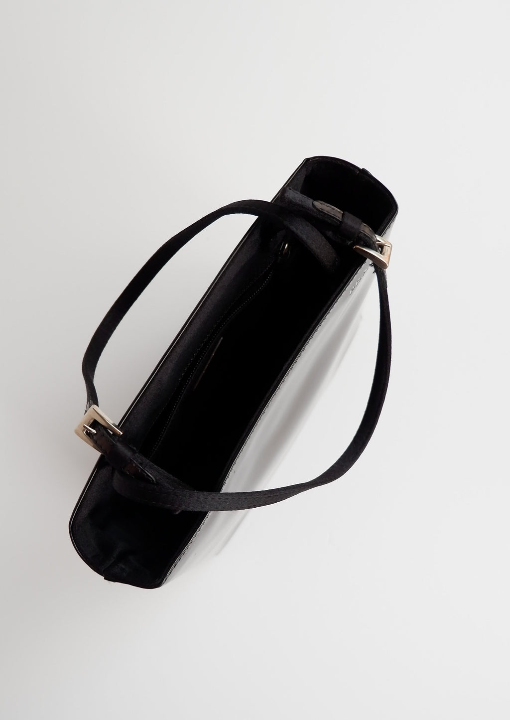 Sac/cabas micro Prada authentique d'occasion en cuir verni noir