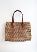 Sac à main Fendi d'occasion authentique en toile Zucchino marron